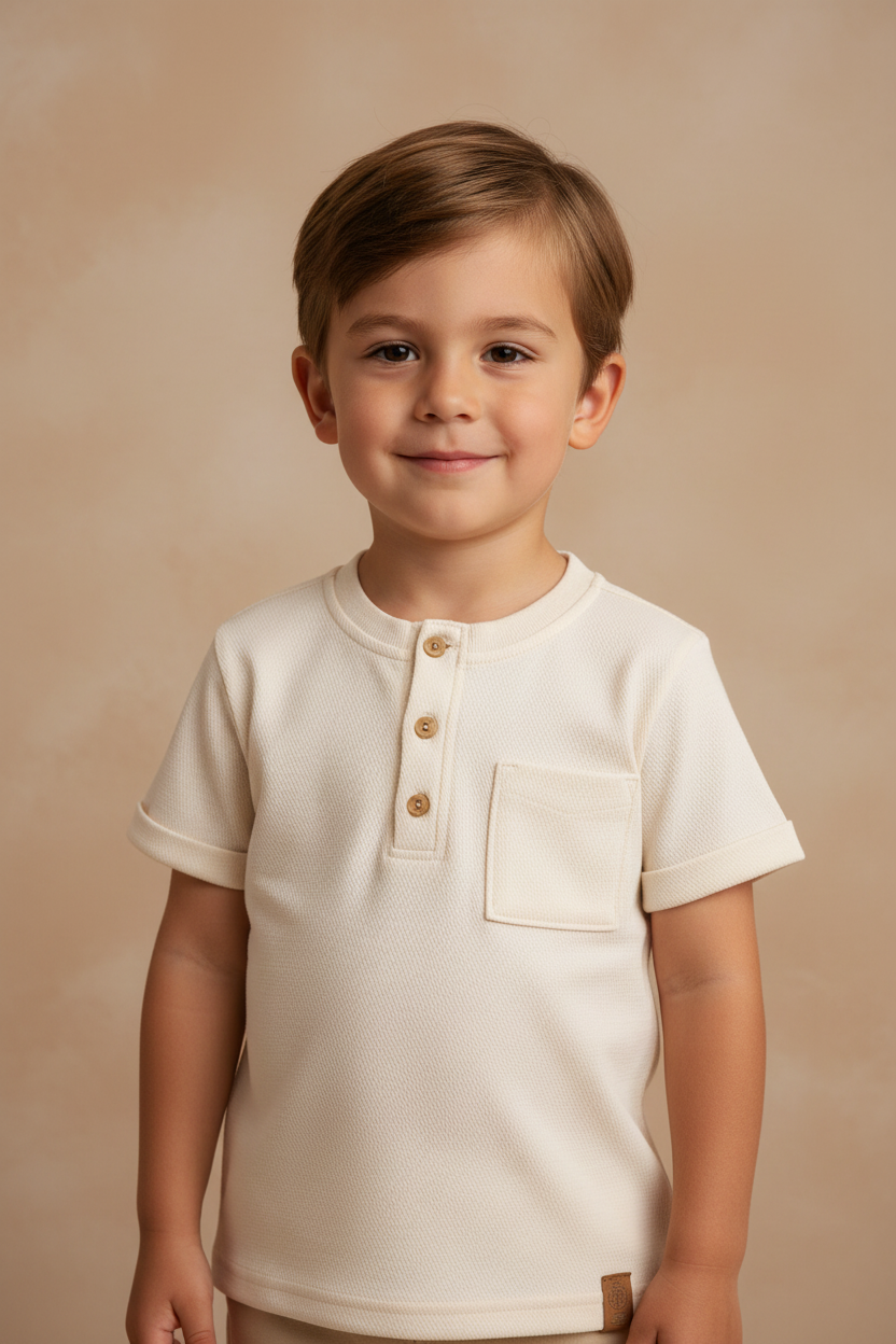 Camiseta Infantil Sustentável em Cânhamo Off White - Estilo e Conforto para Crianças
