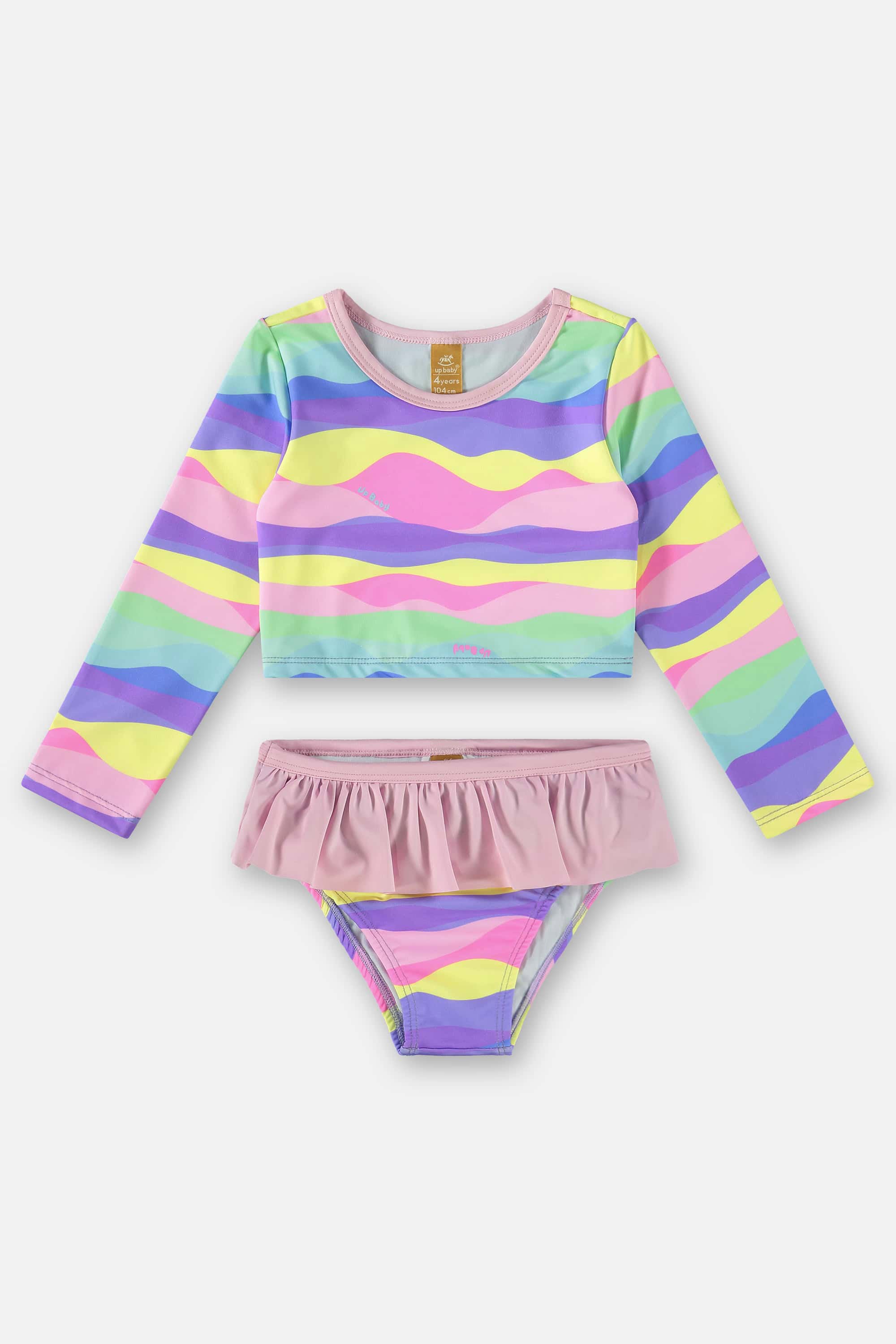 Biquini Infantil Manga Longa com Proteção UV Candy Colors — foto 1
