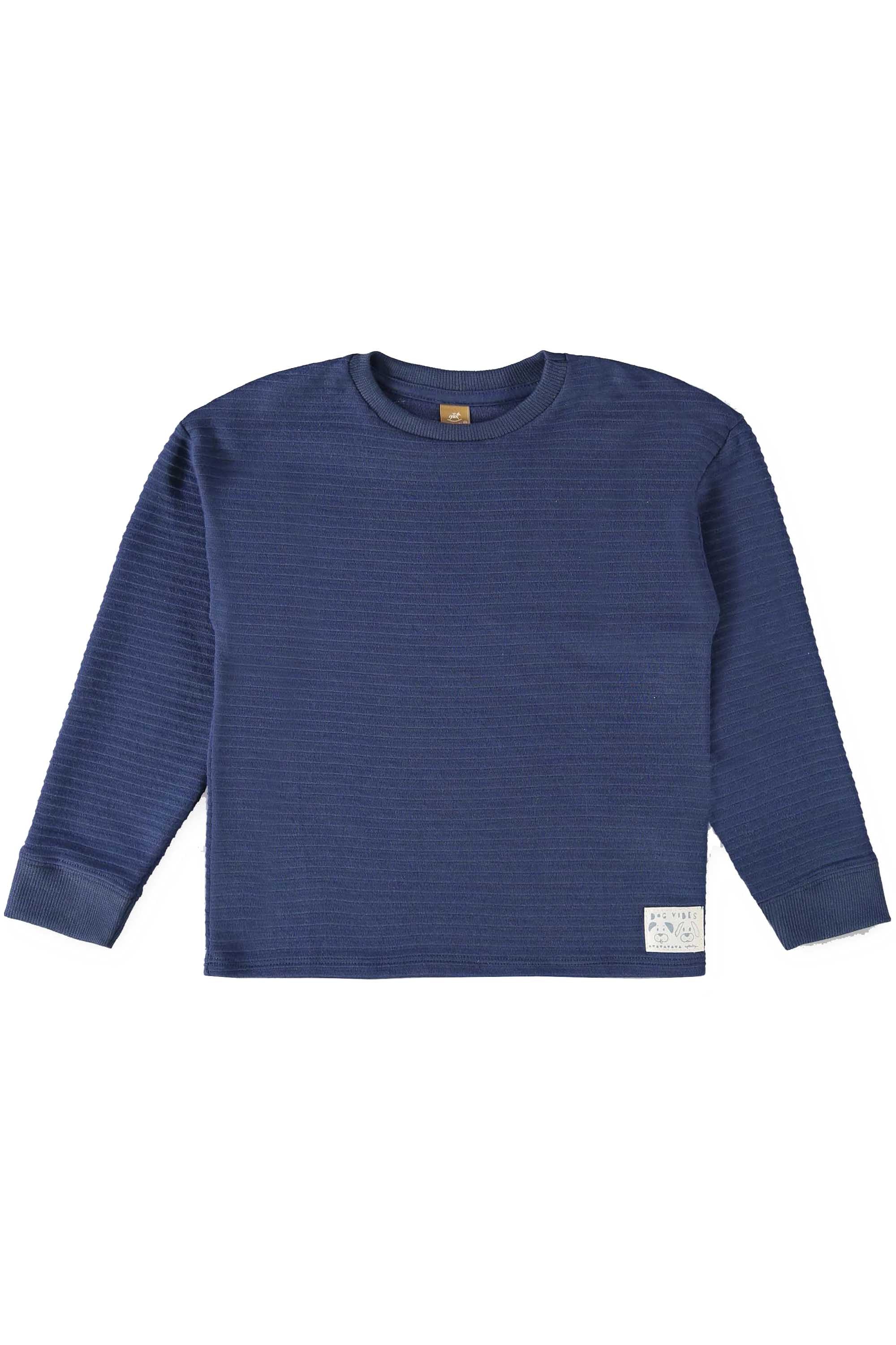 Camiseta Infantil Manga Longa Malha Gorgurão Azul — foto 2