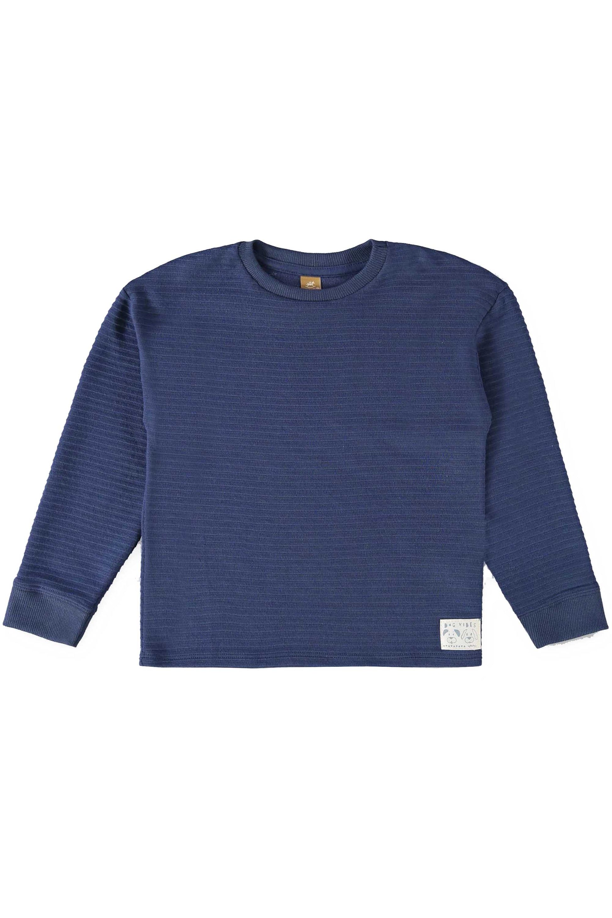 Camiseta Infantil Manga Longa Malha Gorgurão Azul — foto 2