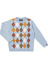 Blusa em Tricot Infantil Estampa Losangos Azul Bebê — foto 1
