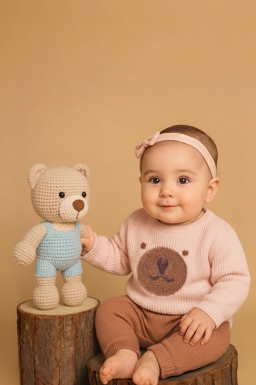 Tricot Infantil para Meninas Ursa Rosa — foto 1