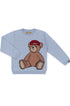 Malha em Tricot para Meninos Estampa Urso Boné Azul Claro — foto 3