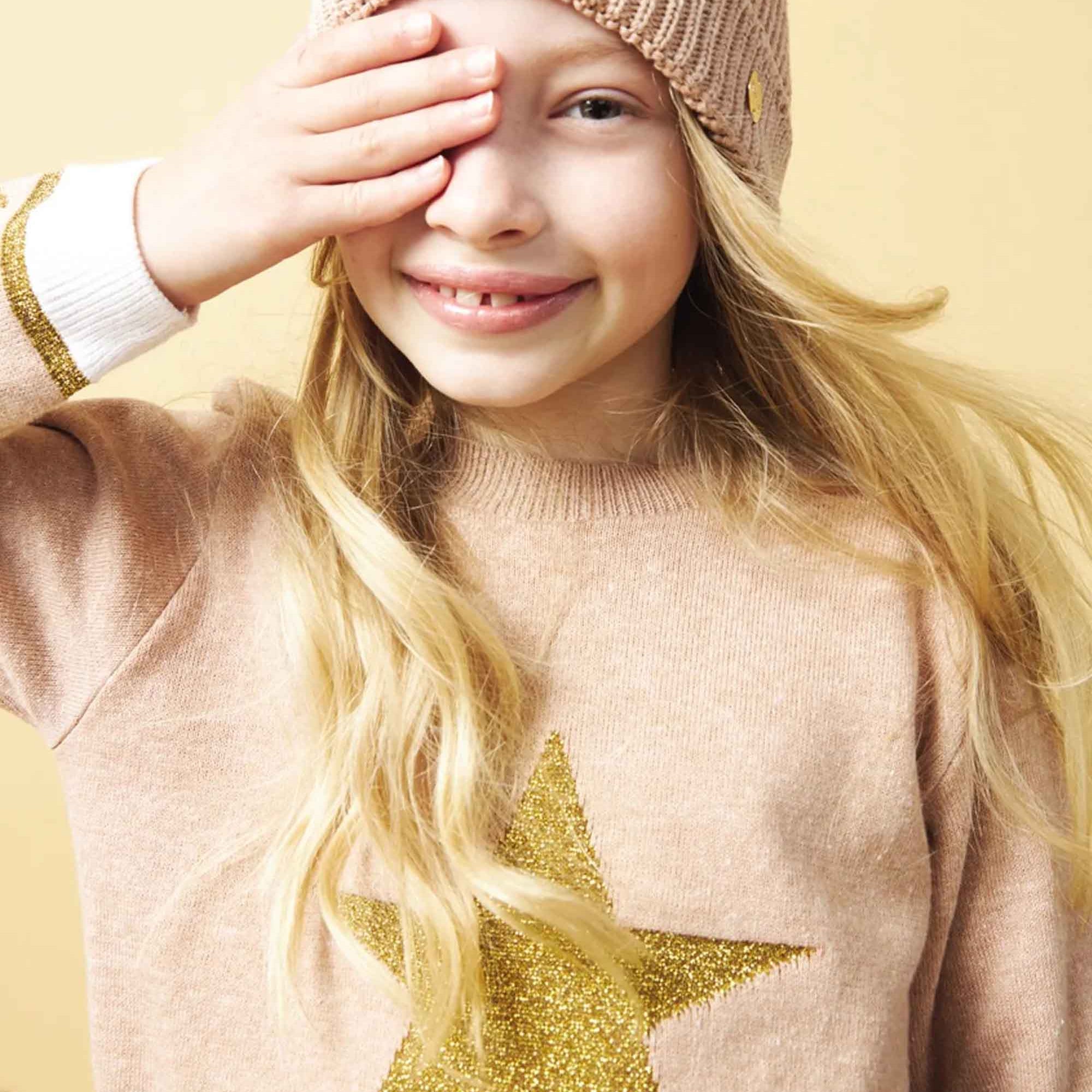 Blusão Infantil em Tricô Estrela Dourada Lurex — foto 1