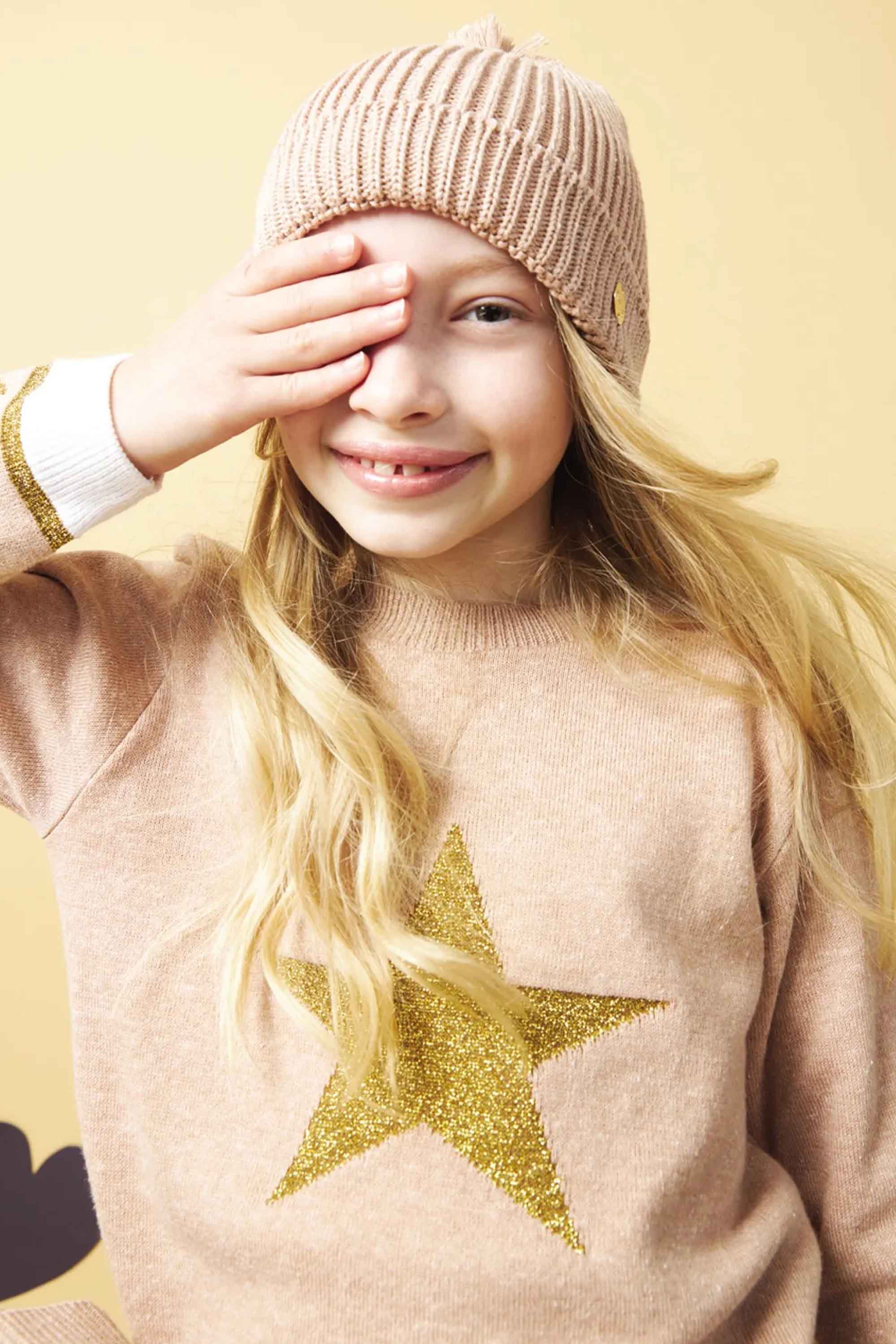 Blusão Infantil em Tricô Estrela Dourada Lurex — foto 1