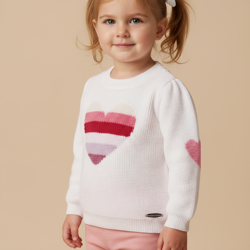 Tricot Infantil para Meninas Coração Degradê — foto 1