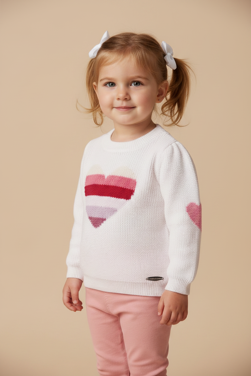 Tricot Infantil para Meninas Coração Degradê — foto 1
