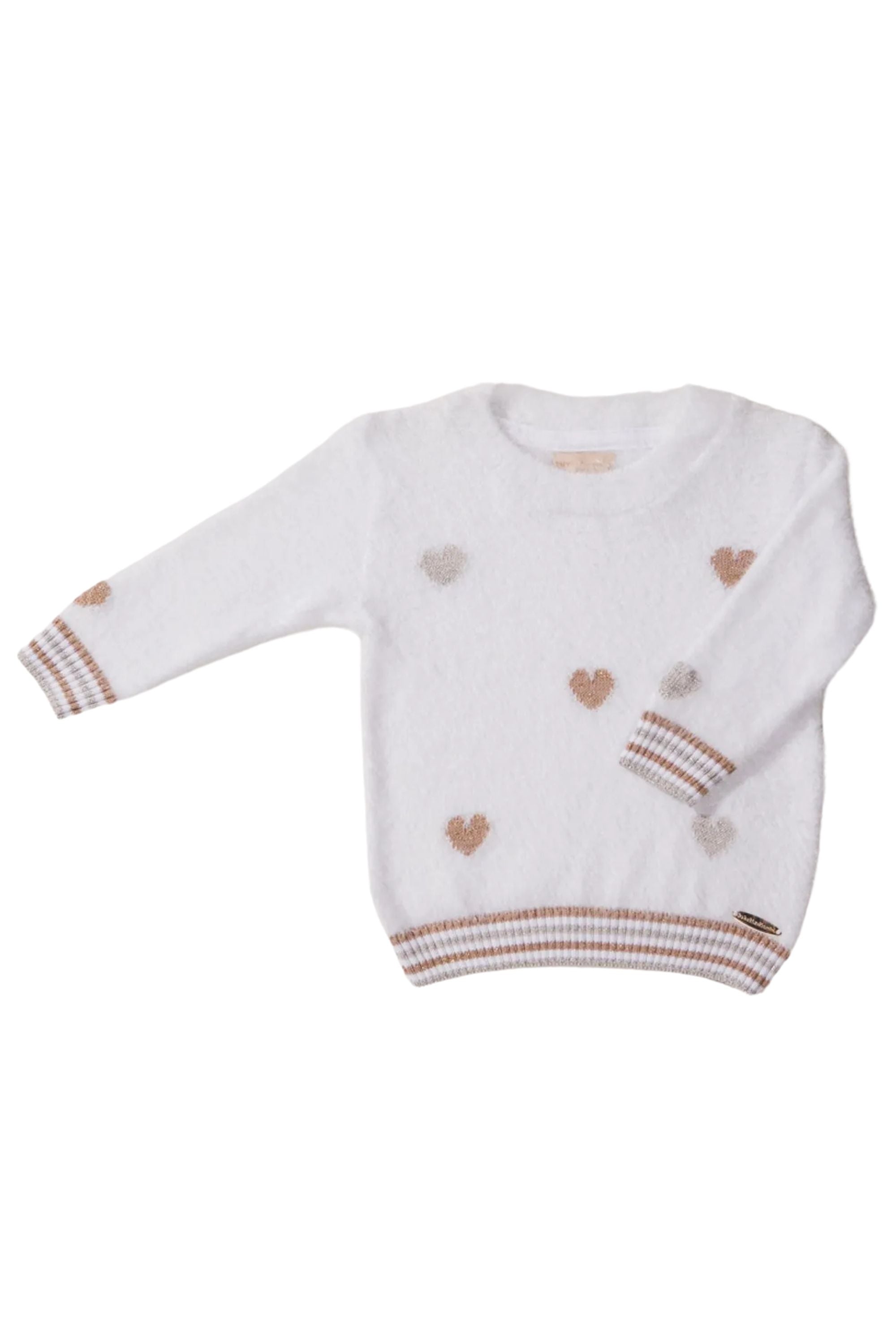 Tricot Infantil para Meninas Peludinho Coração Lurex — foto 2