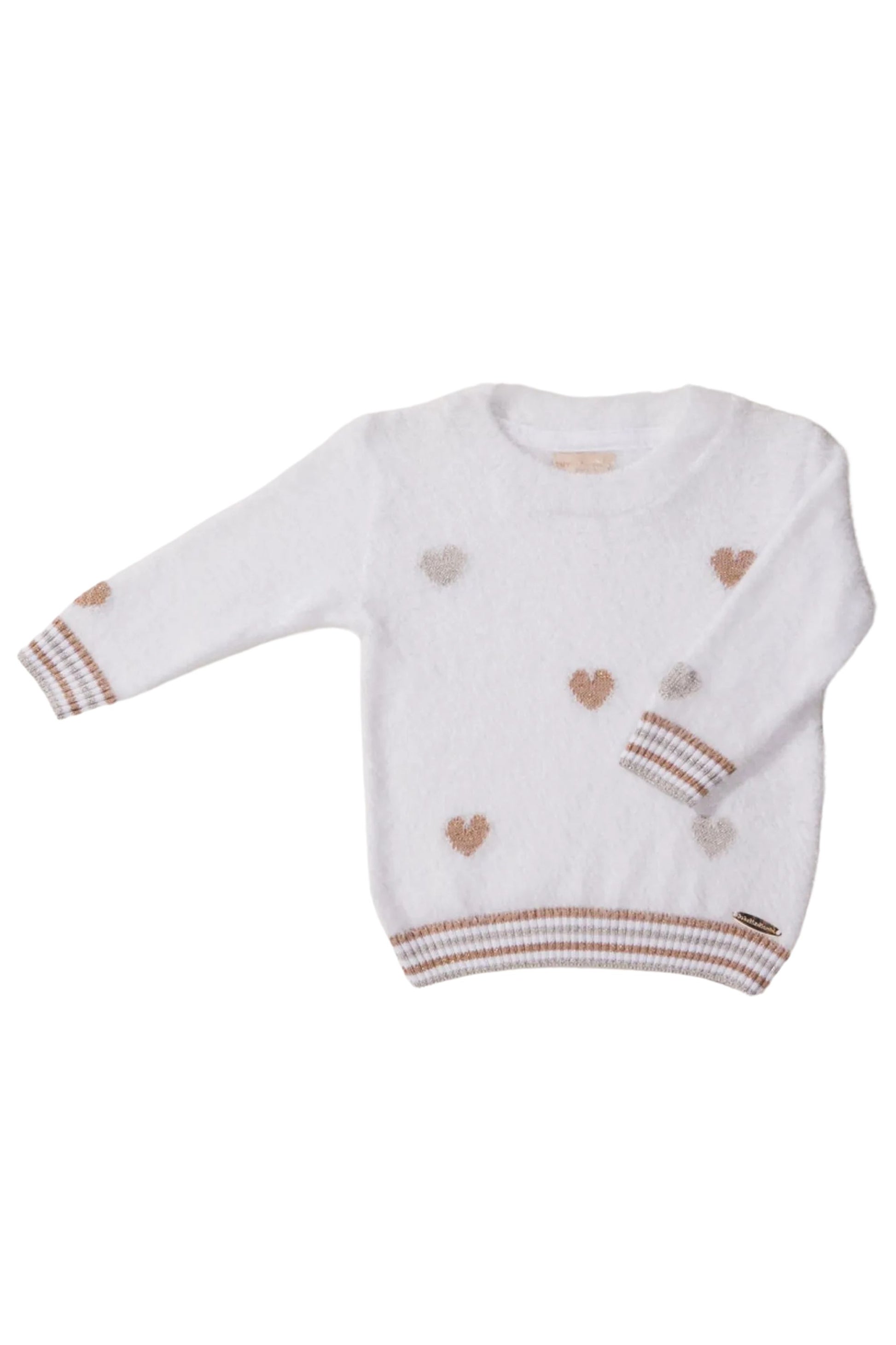 Tricot Infantil para Meninas Peludinho Coração Lurex — foto 2