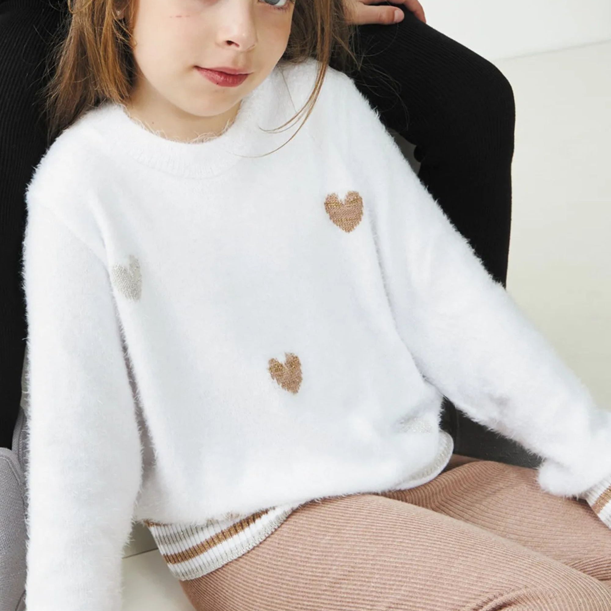 Tricot Infantil para Meninas Peludinho Coração Lurex — foto 1