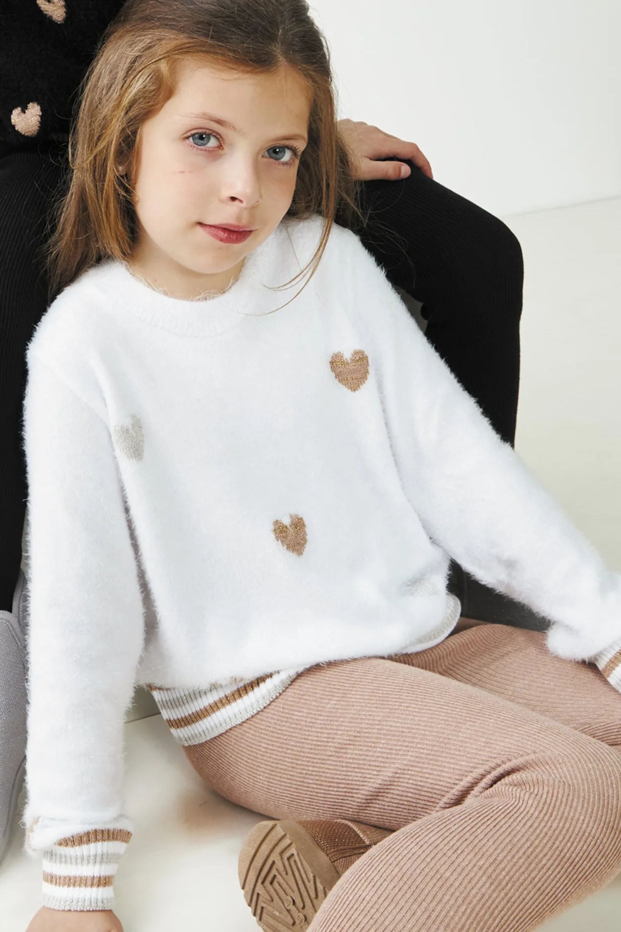 Tricot Infantil para Meninas Peludinho Coração Lurex — foto 1