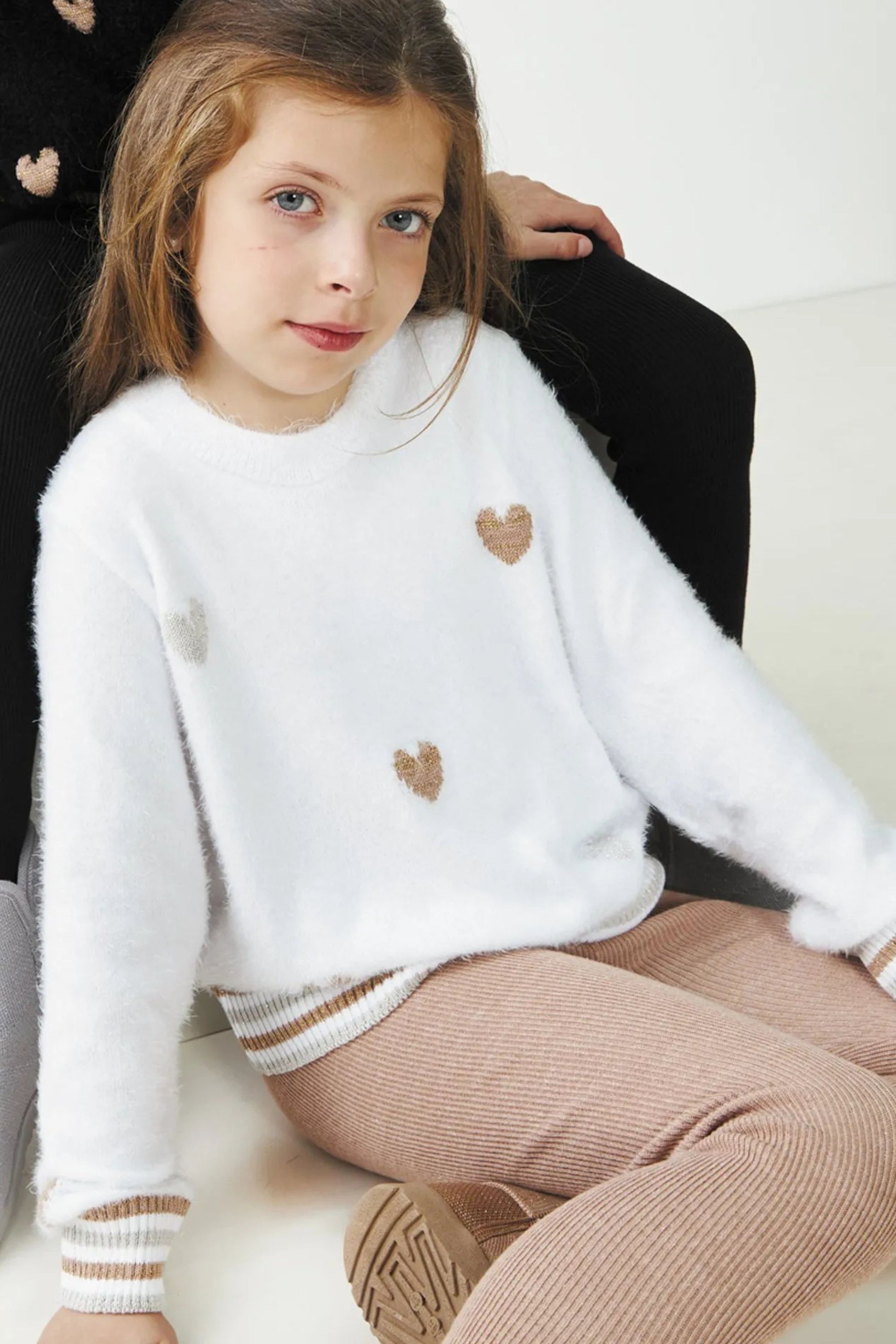 Tricot Infantil para Meninas Peludinho Coração Lurex — foto 1