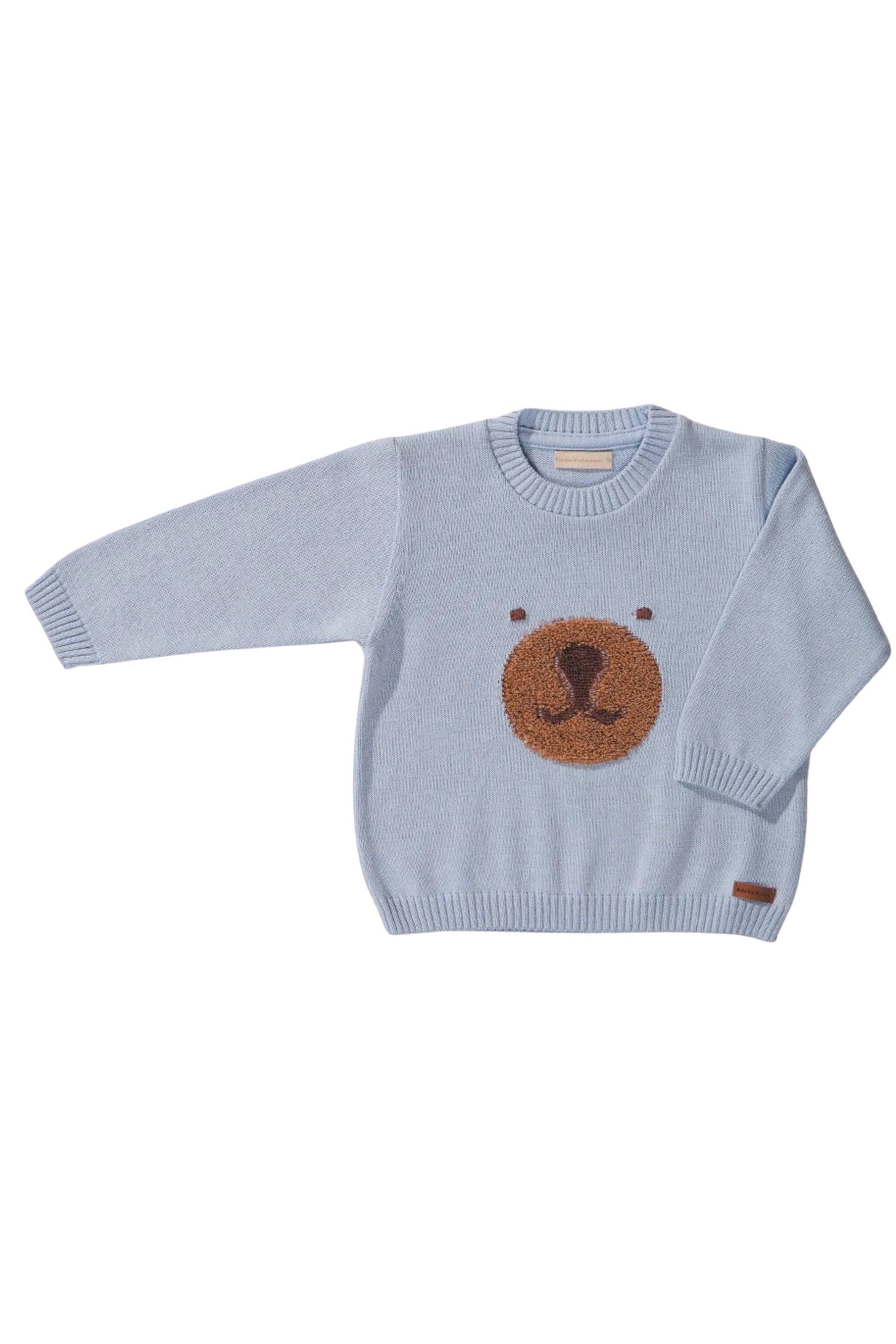 Malha em Tricot Infantil Ursinho Azul para Meninos