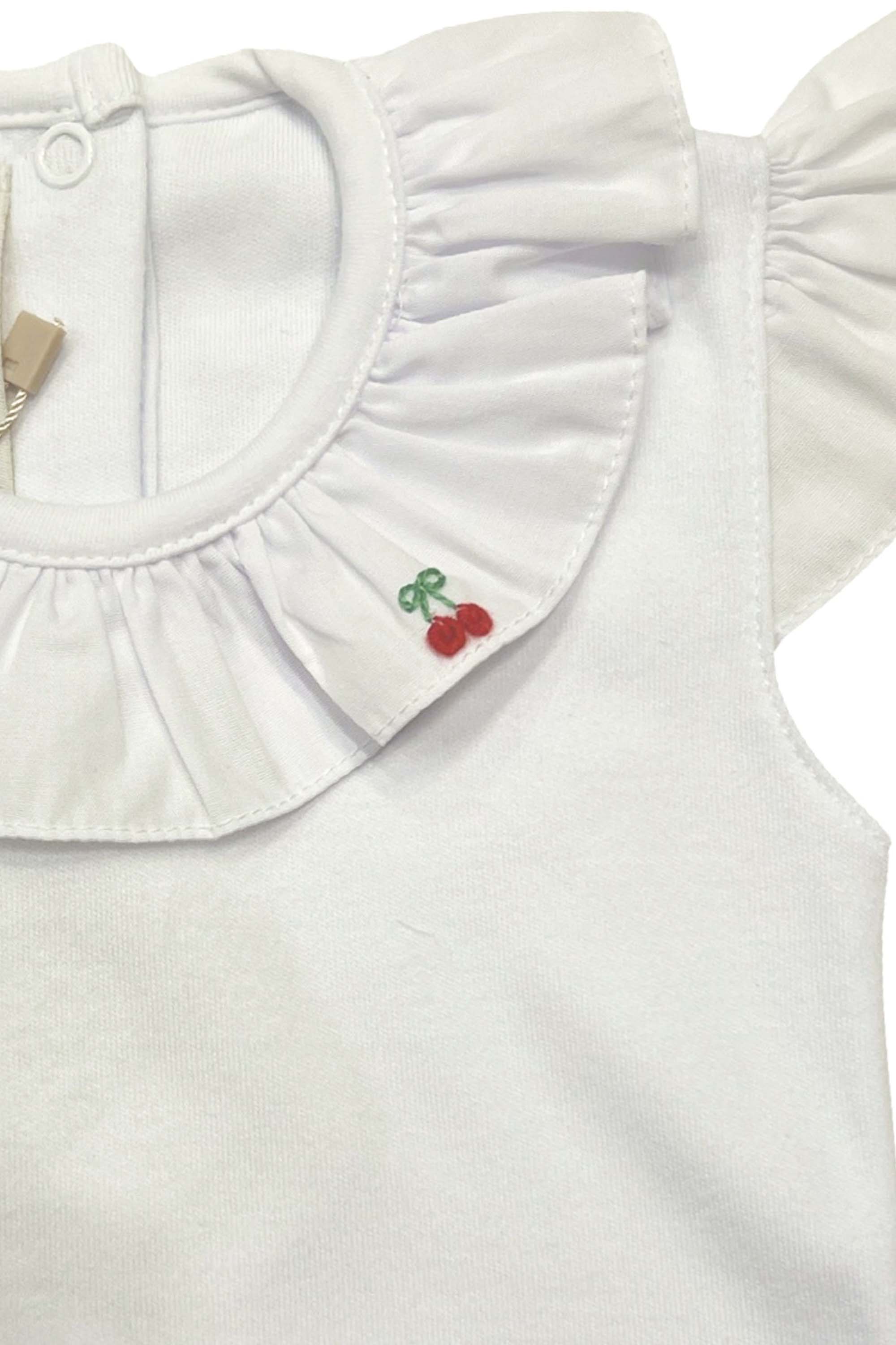 Body em Suedine com Gola Fru Fru Bordada Cereja — foto 2