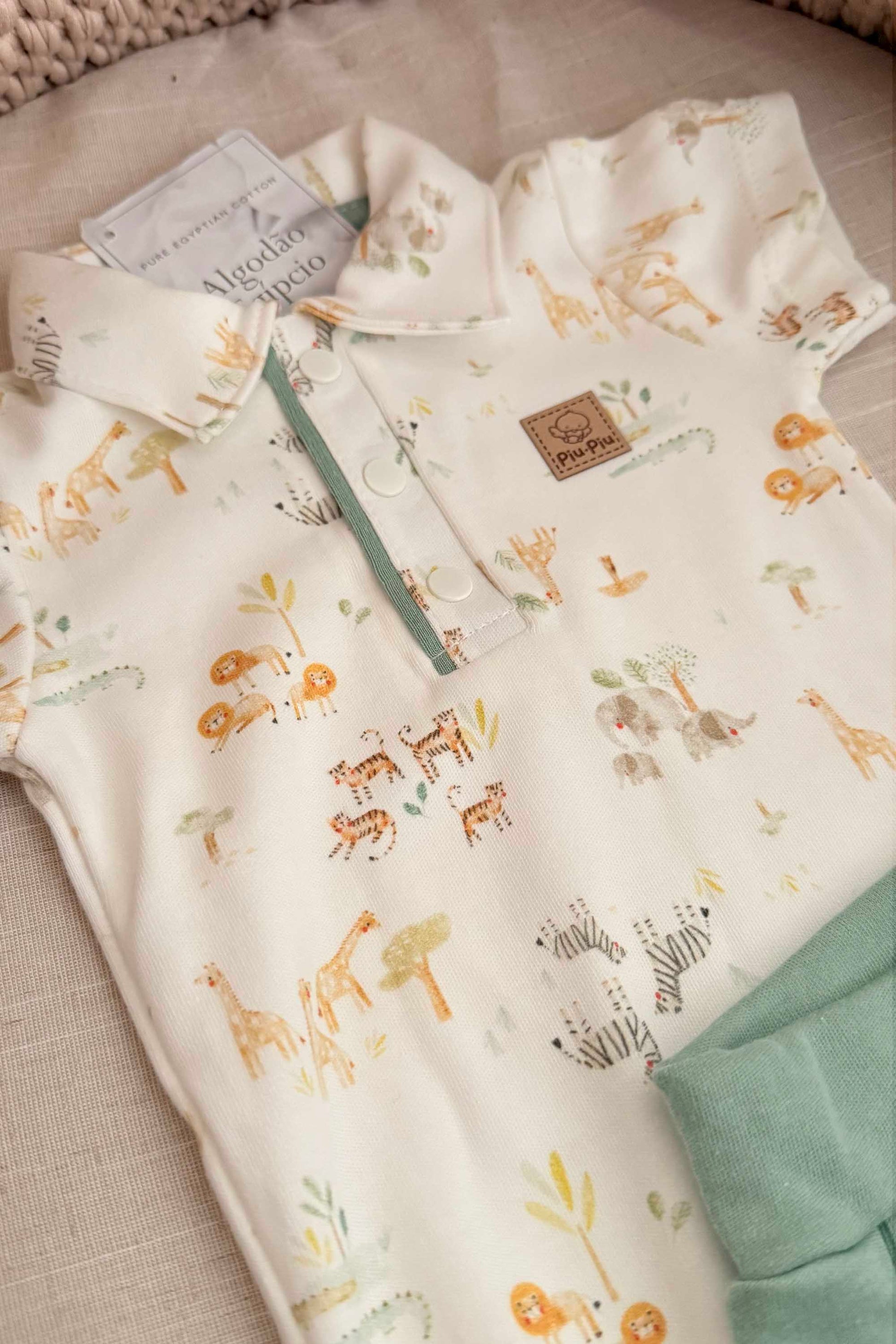 Conjunto Algodão Egípcio Bebê Menino Body e Shorts Selva