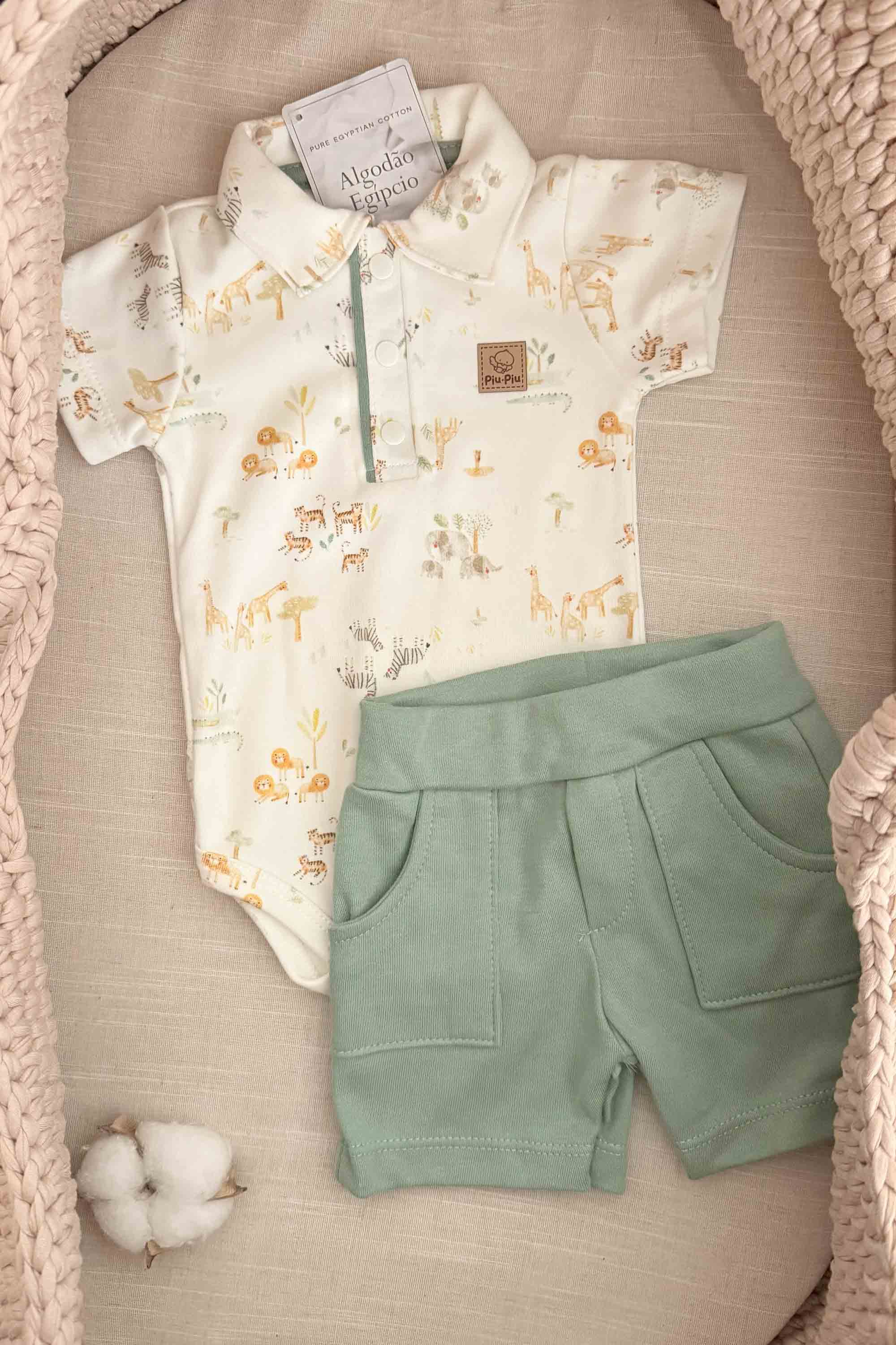 Conjunto Algodão Egípcio Bebê Menino Body e Shorts Selva — foto 2