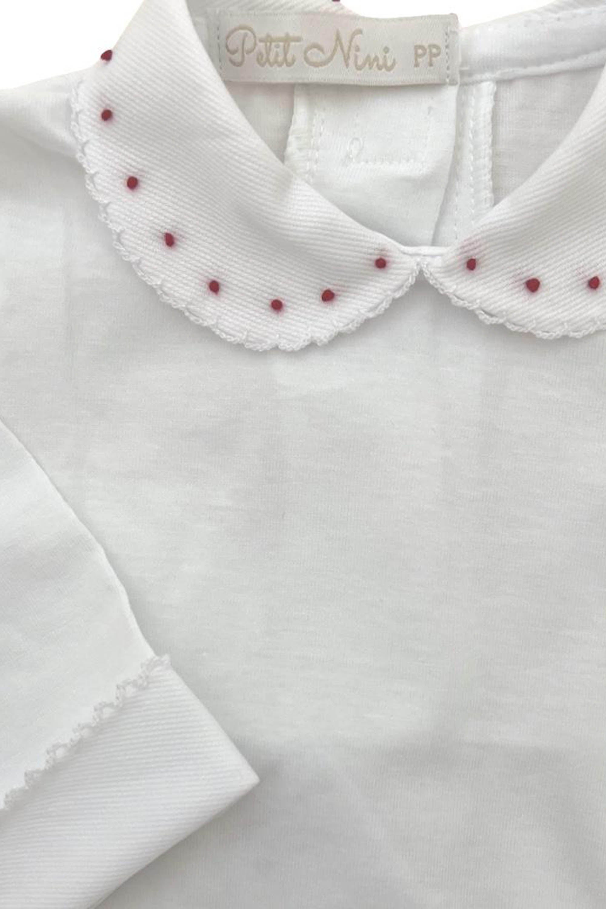 Body Bebê Gola Redonda Bordada Poá Vermelho — foto 2