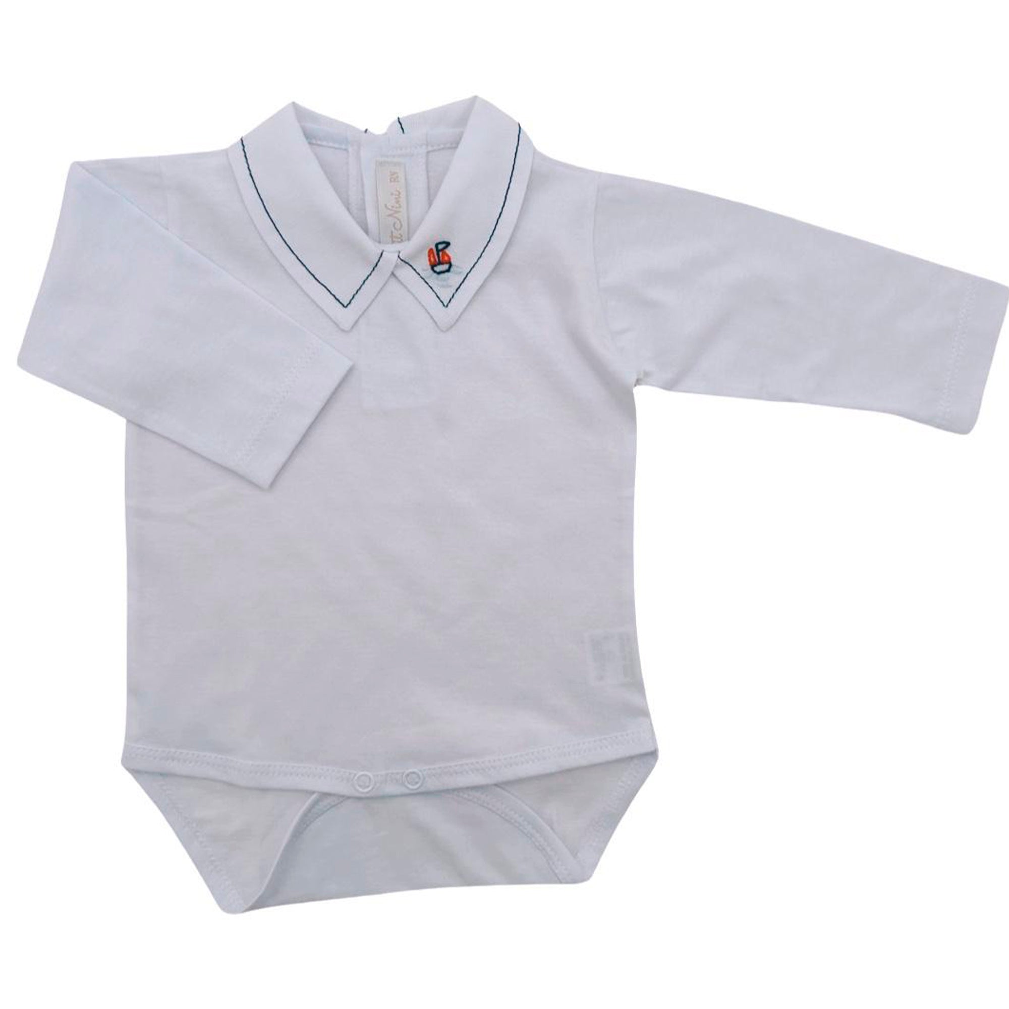 Body Infantil Branco com Gola Bordada Barquinho — foto 1