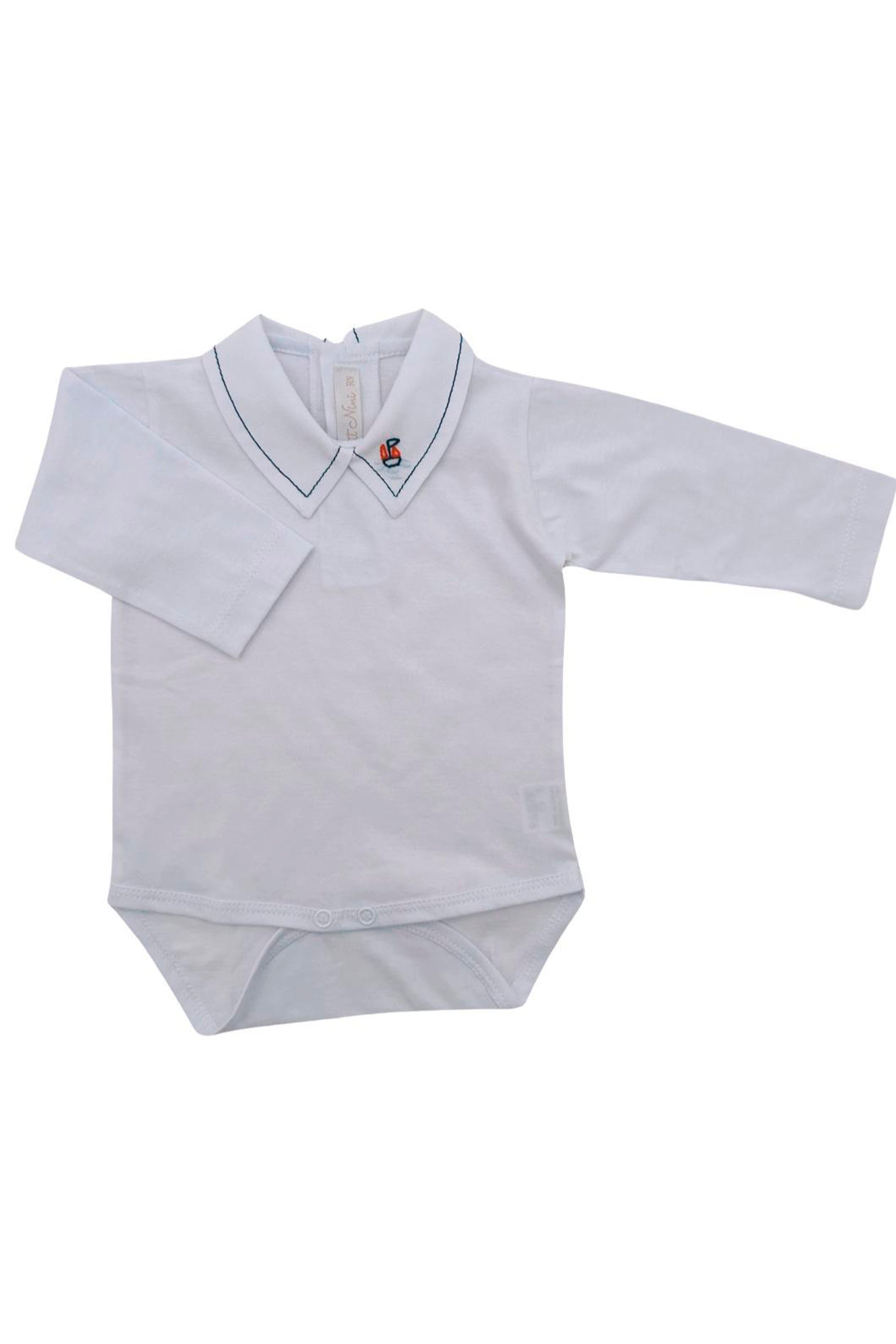 Body Infantil Branco com Gola Bordada Barquinho — foto 1