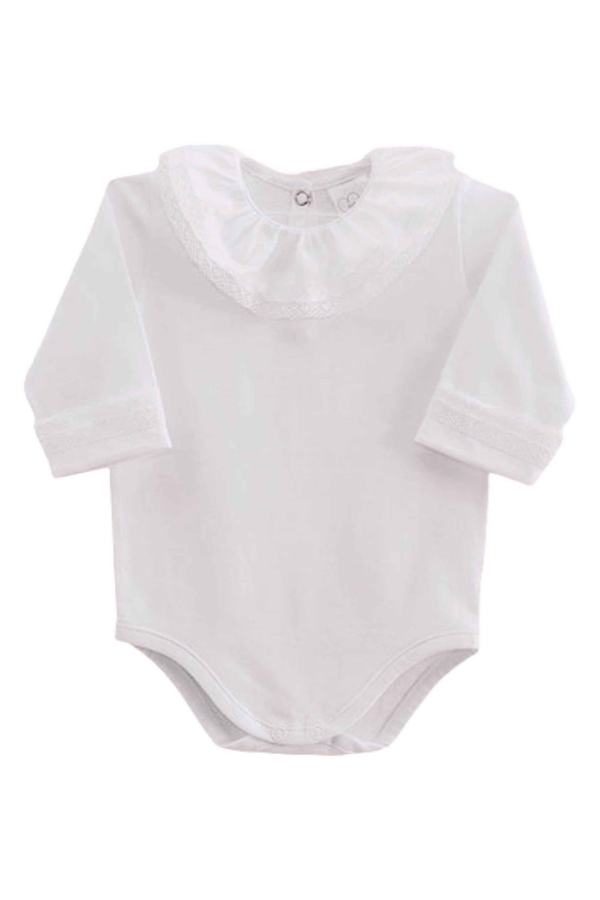 Body Manga Longa Gola Redonda Cambraia Renda — foto 1