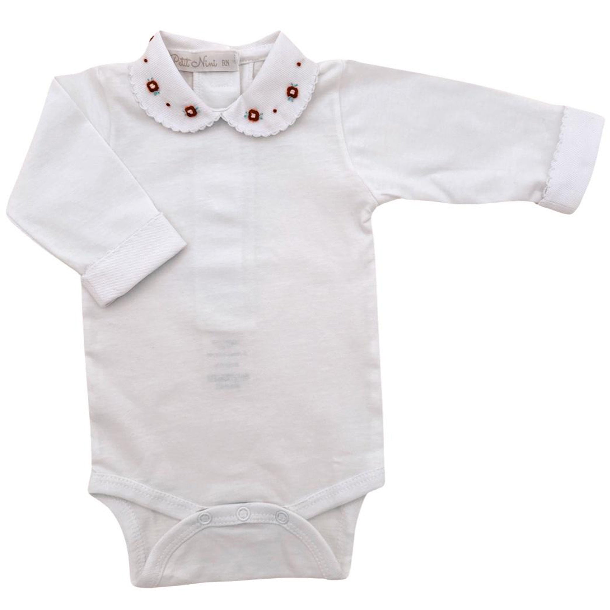 Body Bebê Gola Redonda Bordado Rococó Vermelho — foto 1