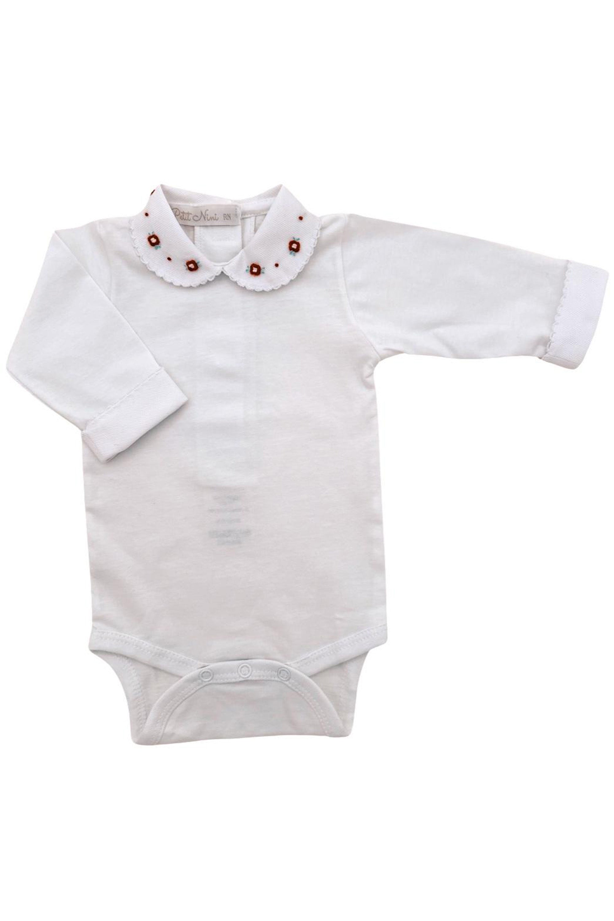 Body Bebê Gola Redonda Bordado Rococó Vermelho — foto 1