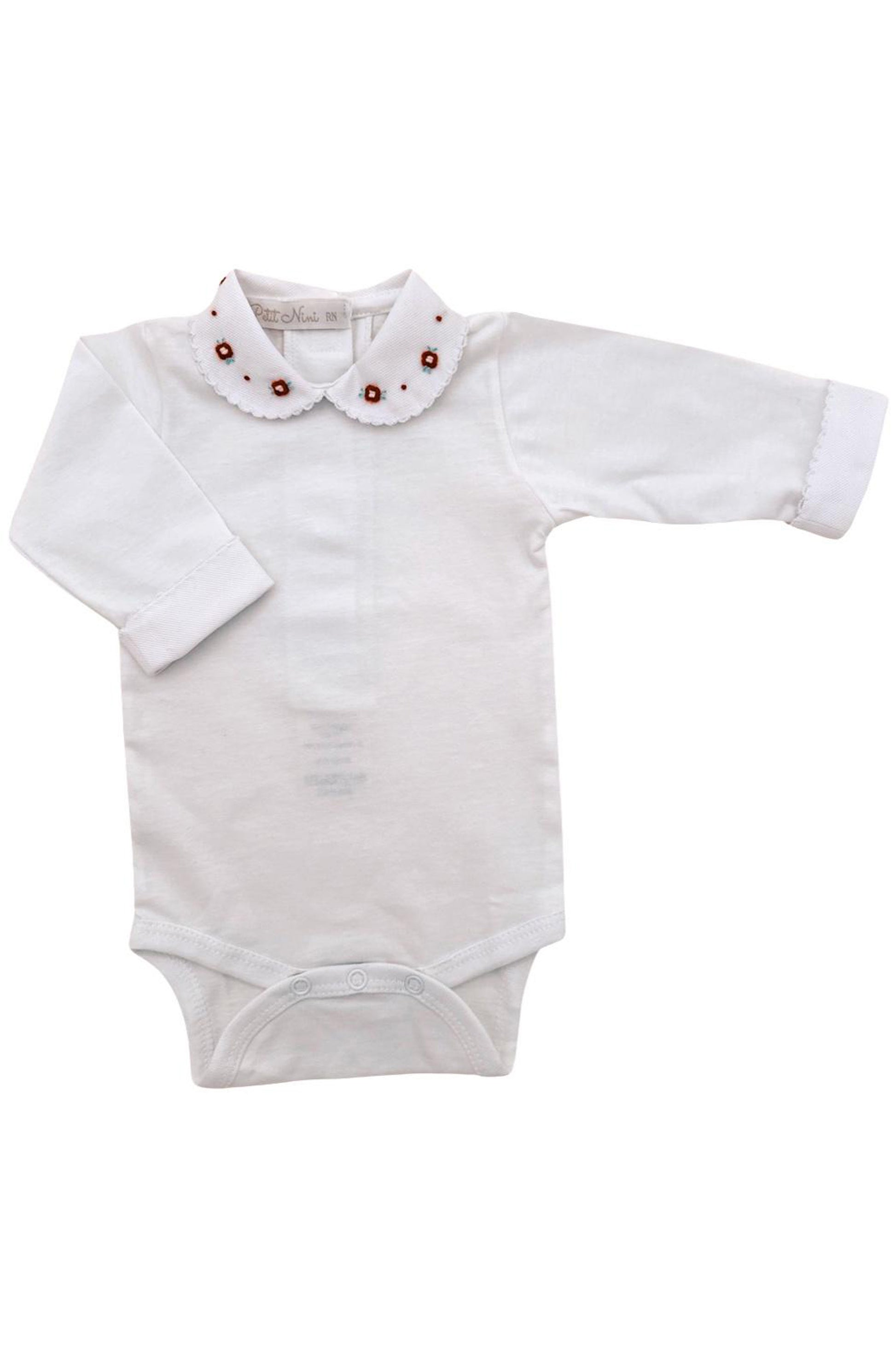 Body Bebê Gola Redonda Bordado Rococó Vermelho — foto 1