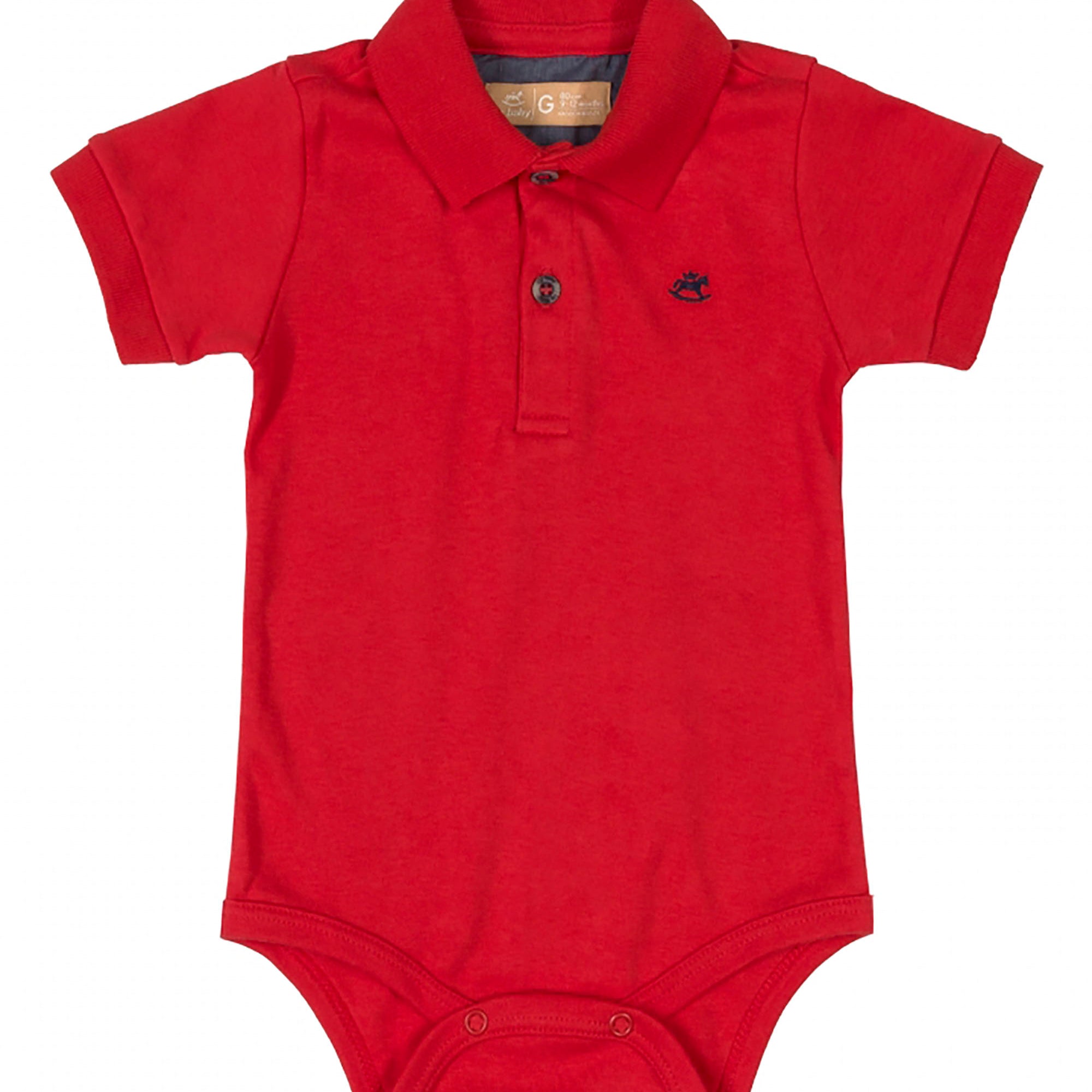 Body Polo Infantil em Suedine Manga Curta Vermelho — foto 1