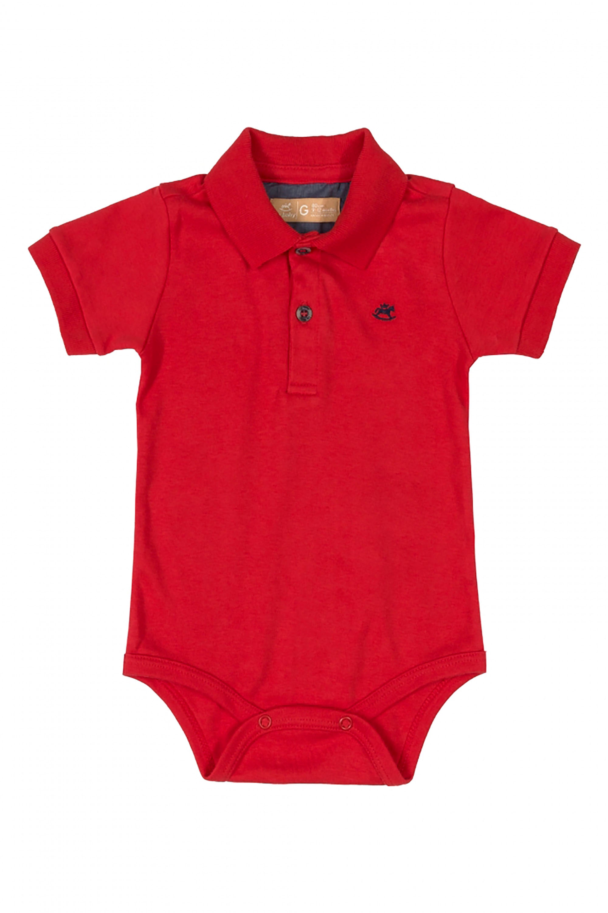 Body Polo Infantil em Suedine Manga Curta Vermelho — foto 1