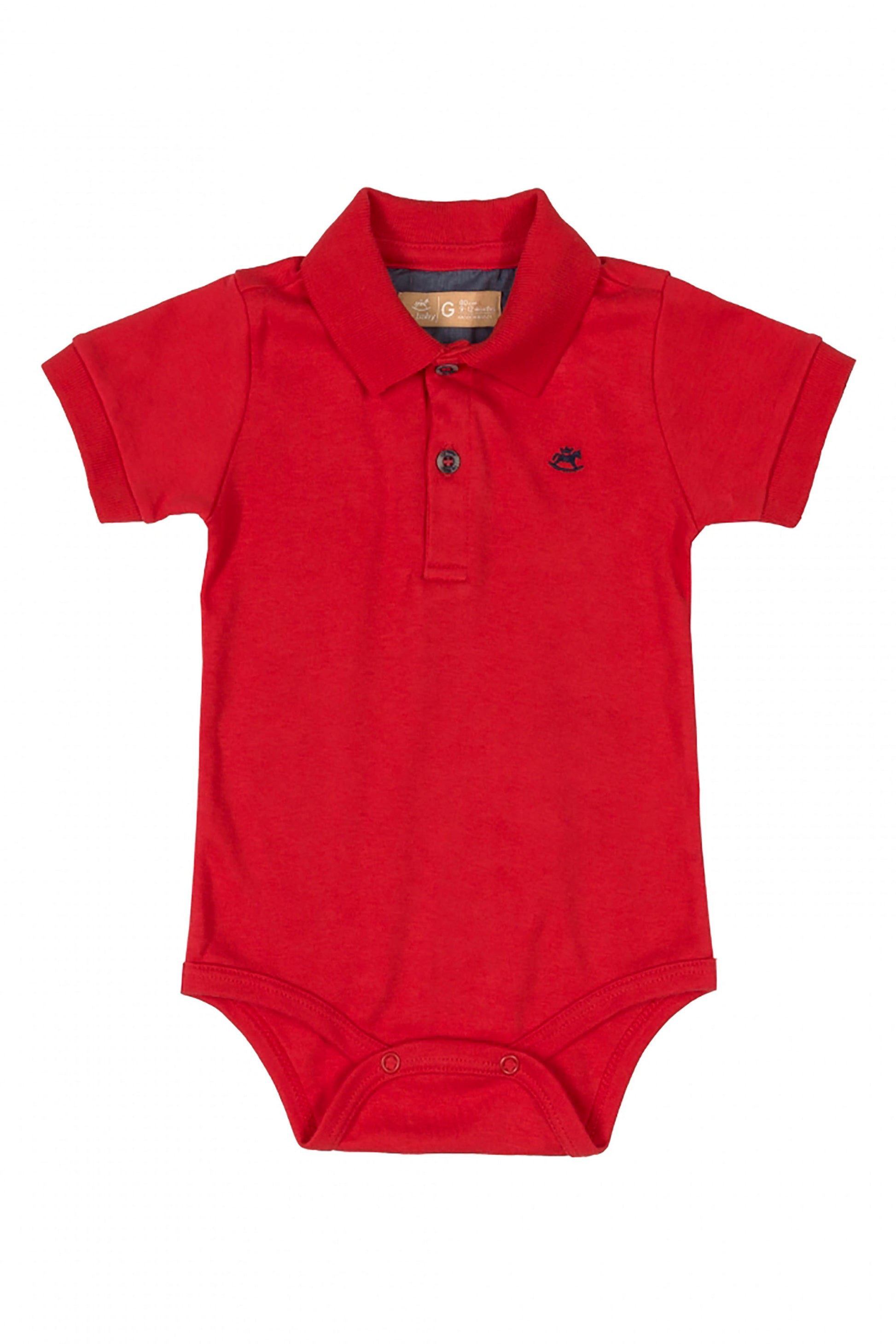 Body Polo Infantil em Suedine Manga Curta Vermelho — foto 1