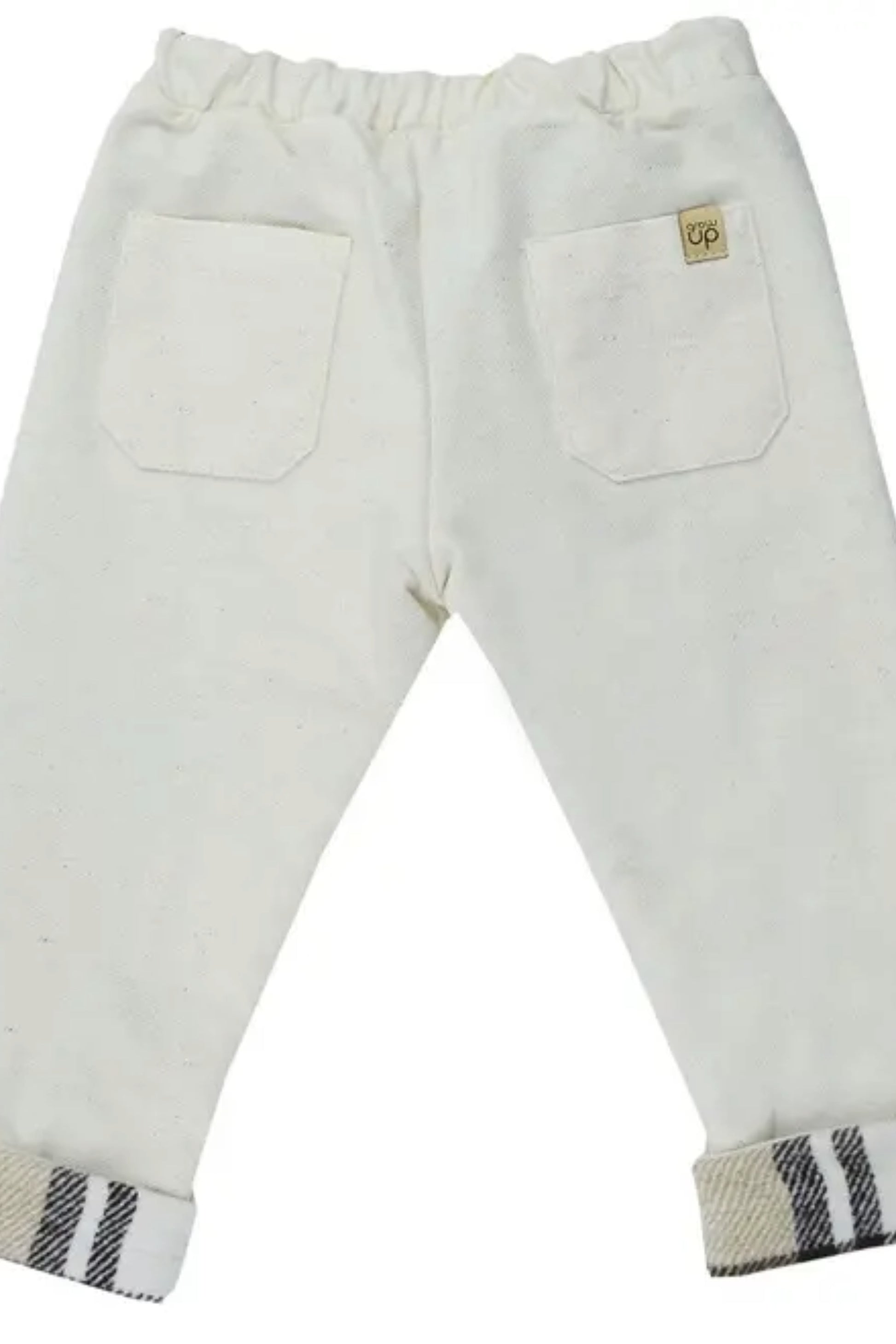Calça Forrada para Bebê Menino Chess Creme — foto 4