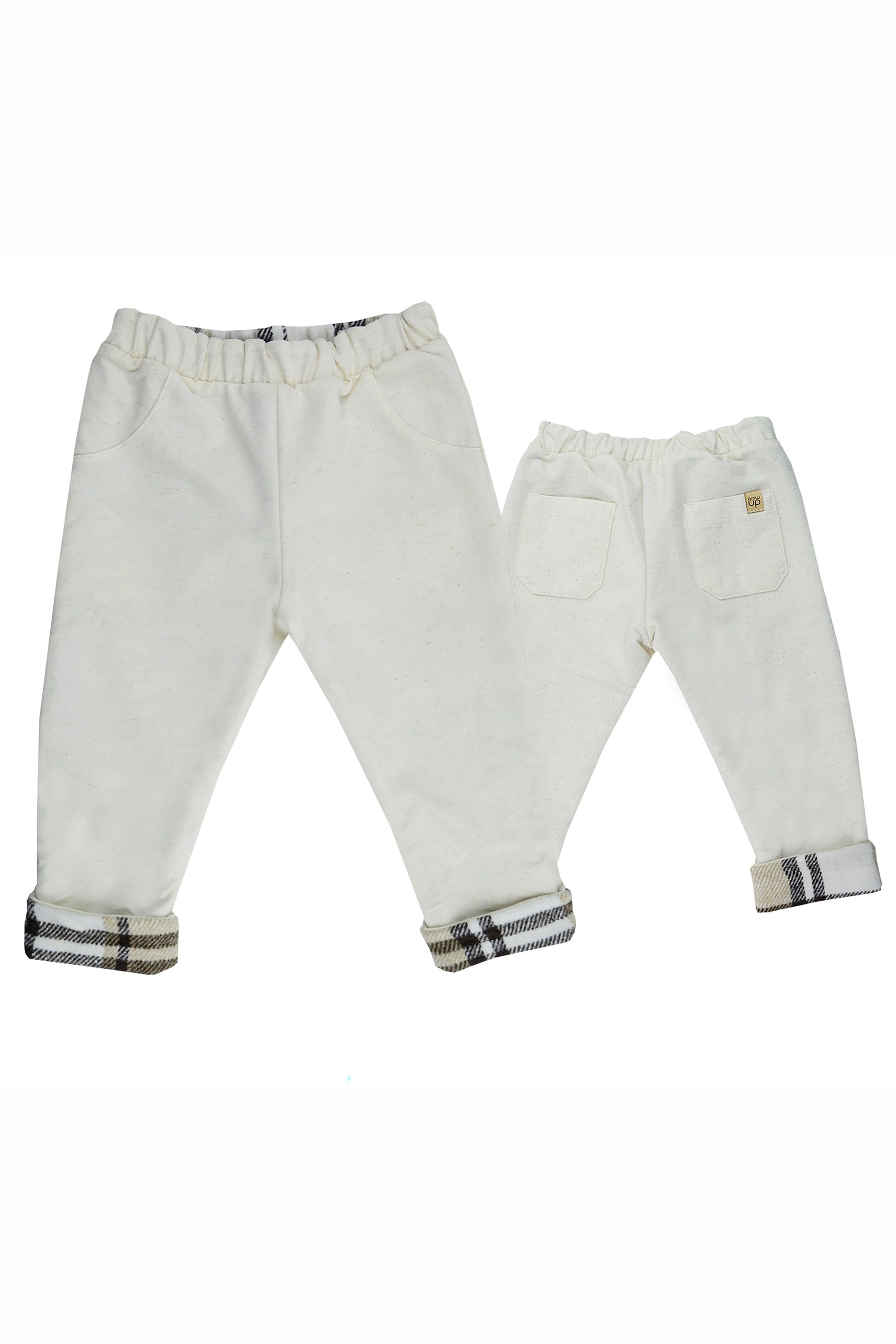 Calça Forrada para Bebê Menino Chess Creme — foto 3