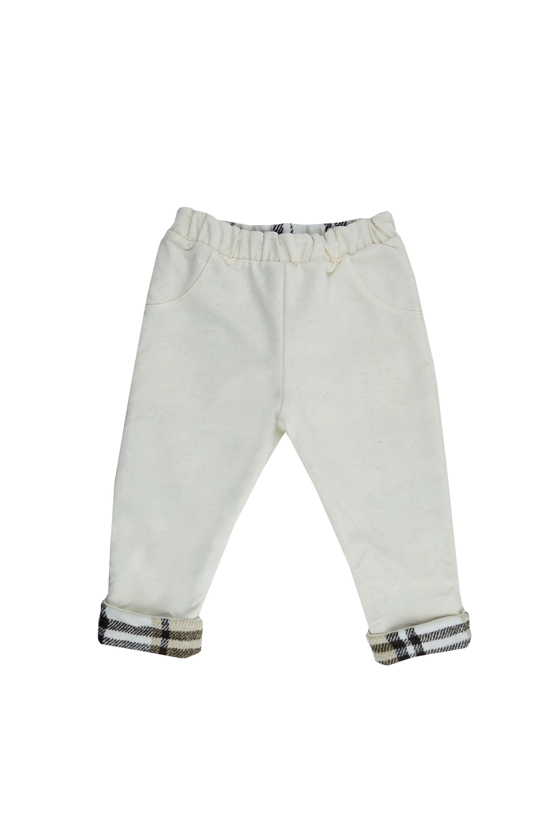 Calça Forrada para Bebê Menino Chess Creme — foto 2