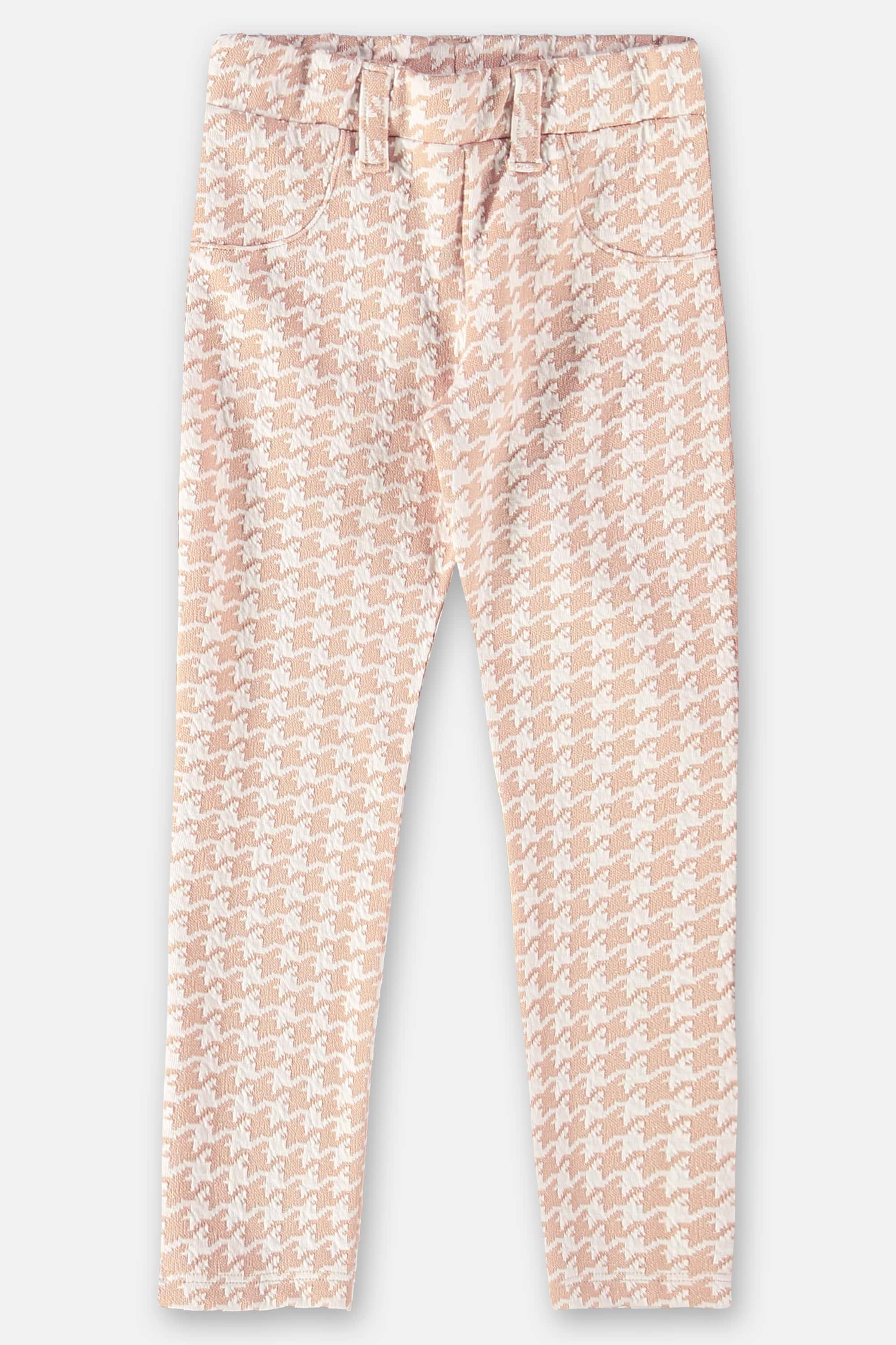 Calça Infantil Feminina Jacquard Xadrez Bege — foto 1