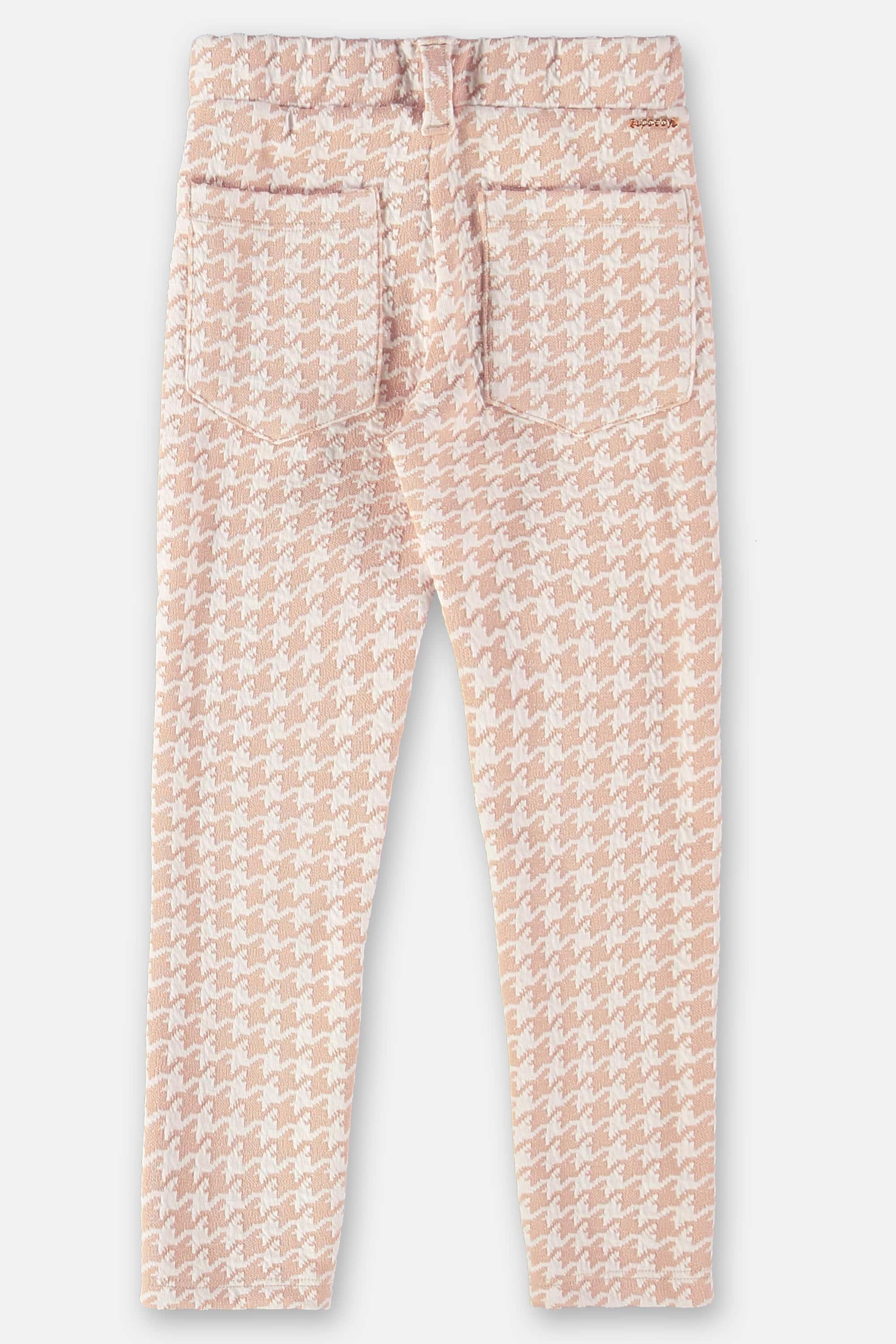 Calça Infantil Feminina Jacquard Xadrez Bege — foto 2