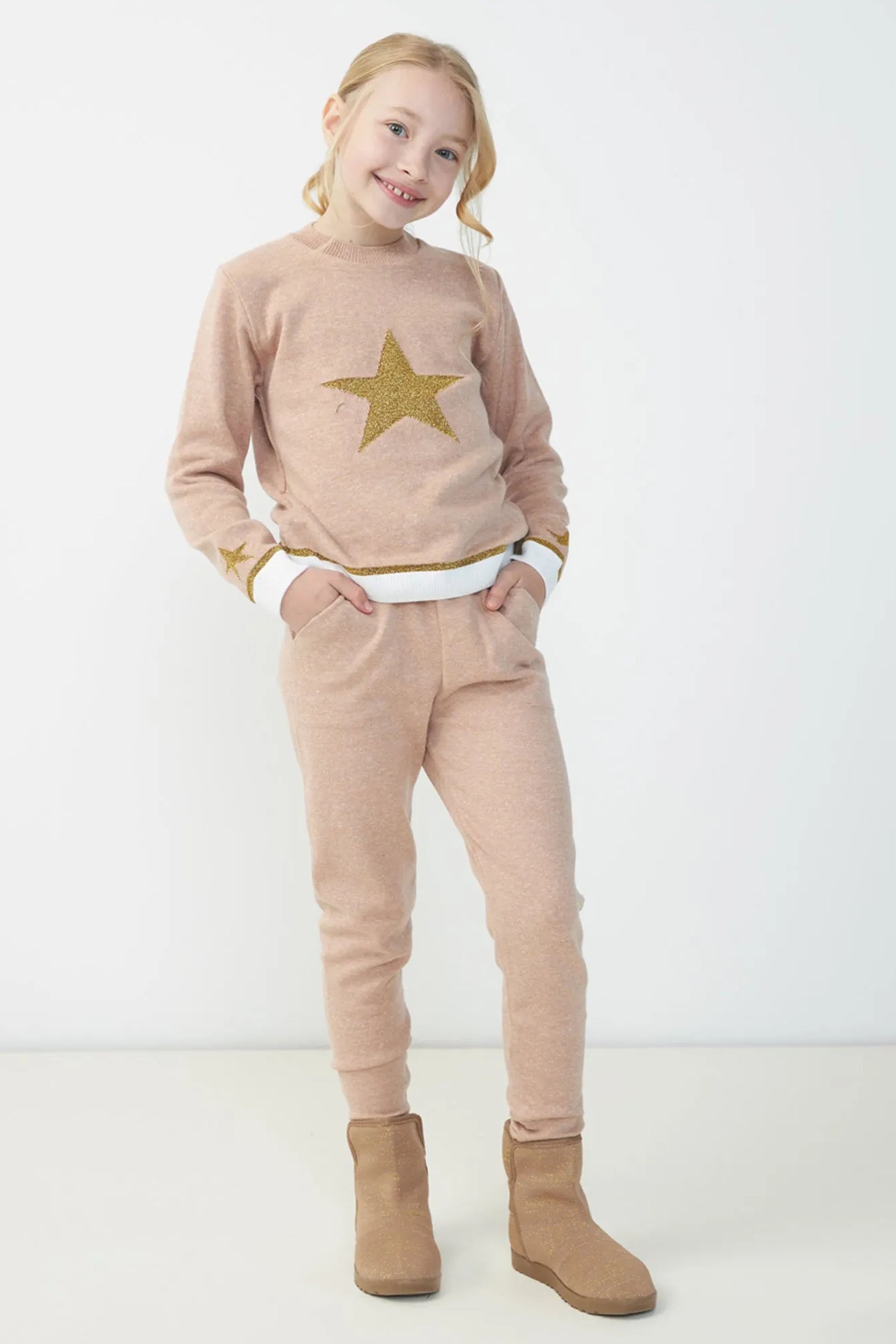 Calça Infantil Tricô Jogger Nude — foto 1