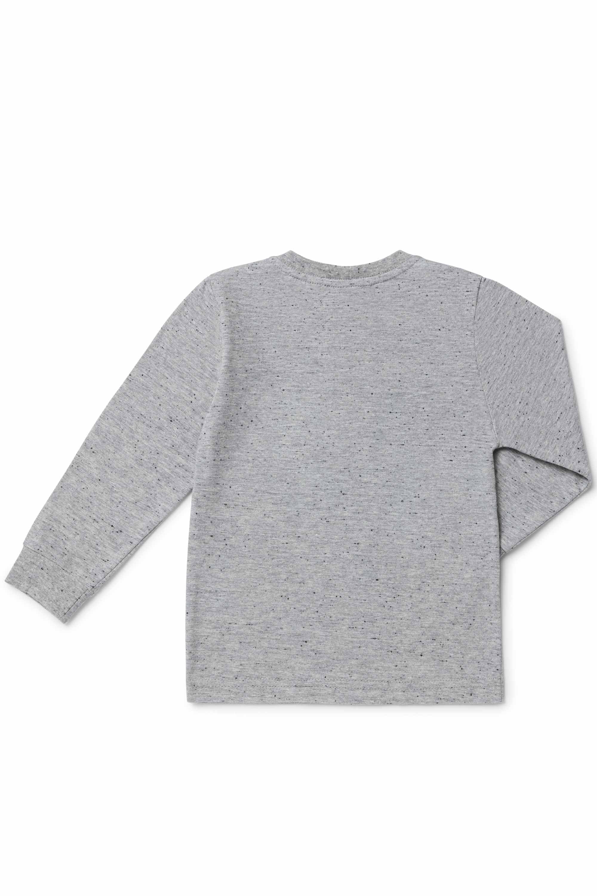 Camiseta Manga Longa Infantil com Estampa de Ursinho Esquiador Cinza Melange — foto 2