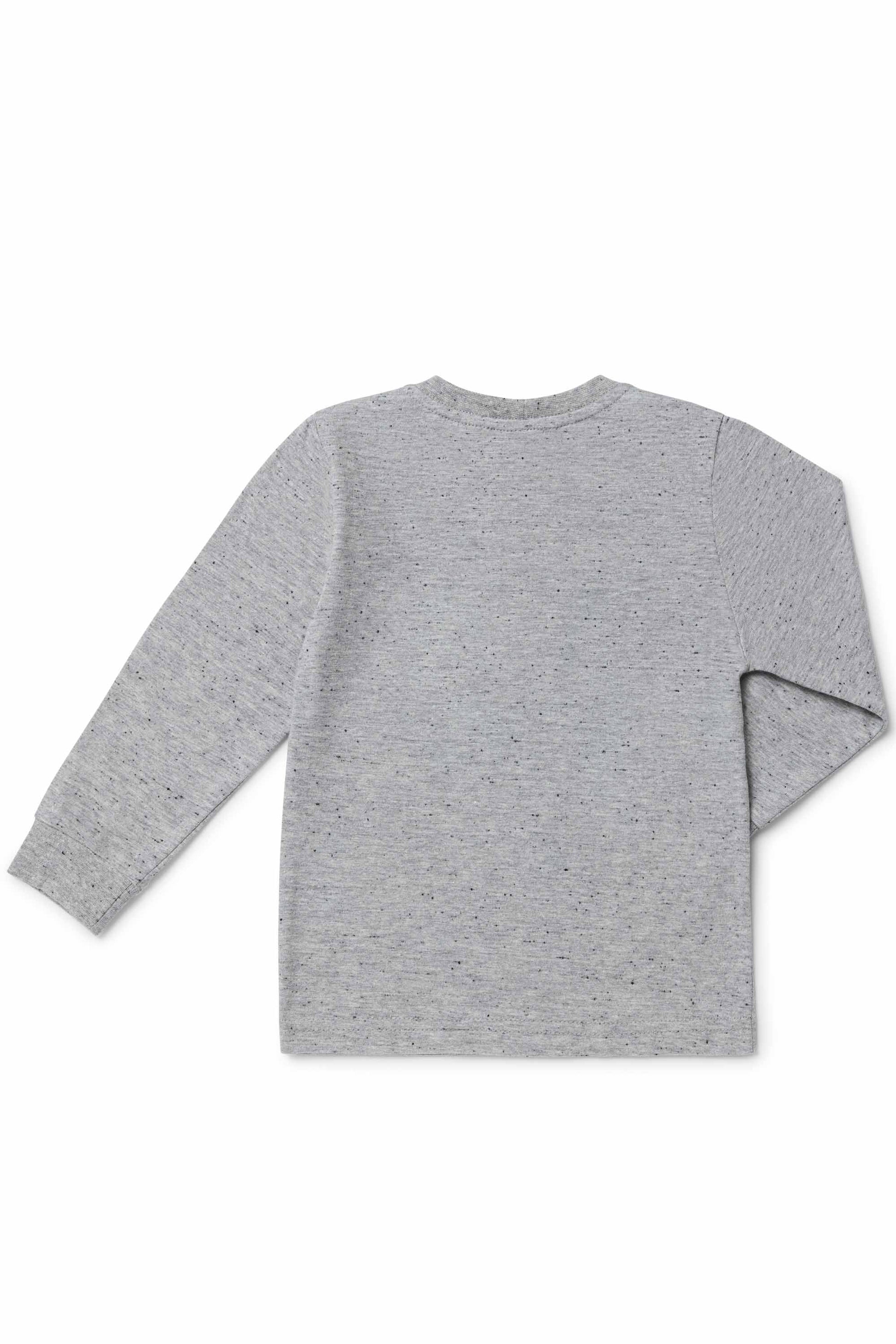 Camiseta Manga Longa Infantil com Estampa de Ursinho Esquiador Cinza Melange — foto 2