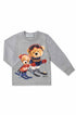 Camiseta Manga Longa Infantil com Estampa de Ursinho Esquiador Cinza Melange — foto 1