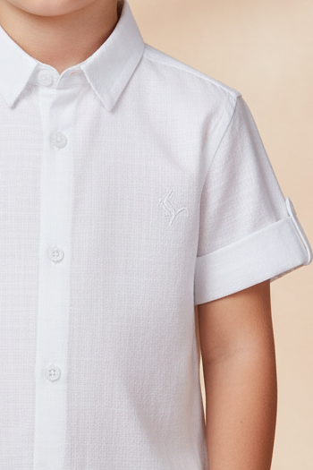 Camisa Manga Curta em Cambraia - Elegância para Ocasiões Especiais