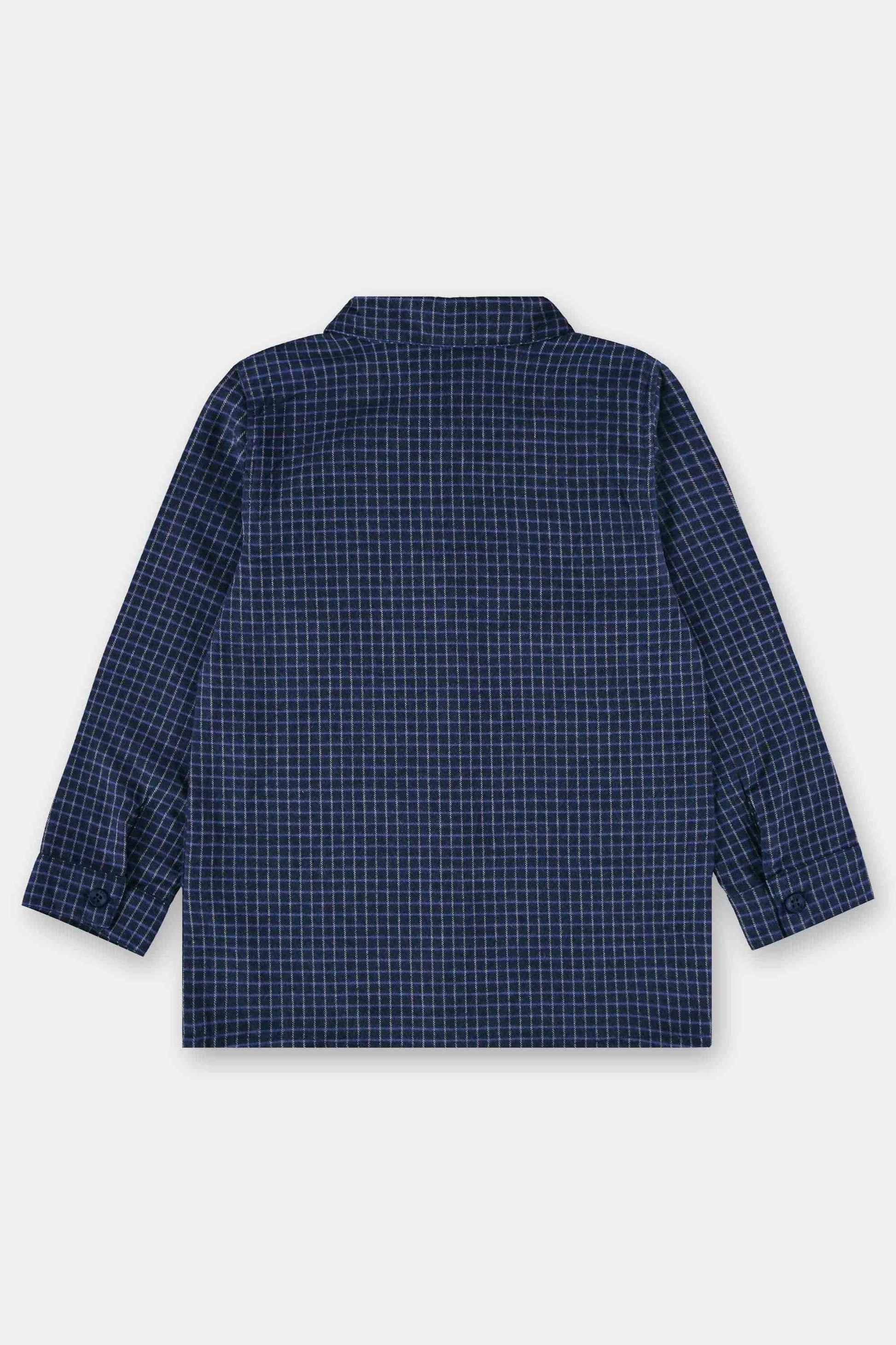 Camisa Infantil Xadrez Azul Manga Longa para Meninos — foto 3