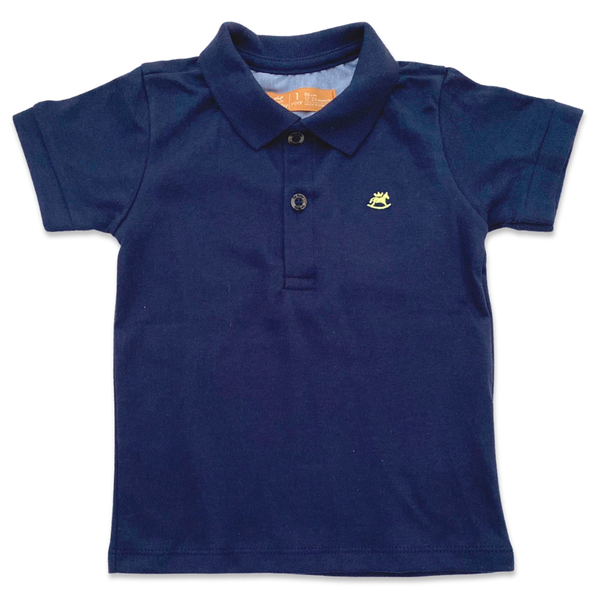 Camisa Polo Infantil em Suedine Manga Curta Azul Marinho — foto 1