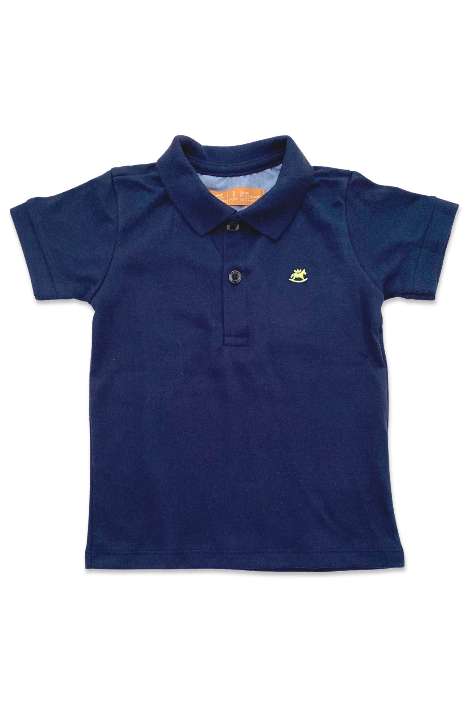 Camisa Polo Infantil em Suedine Manga Curta Azul Marinho — foto 1