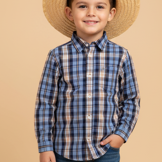 Camisa Infantil Xadrez Azul