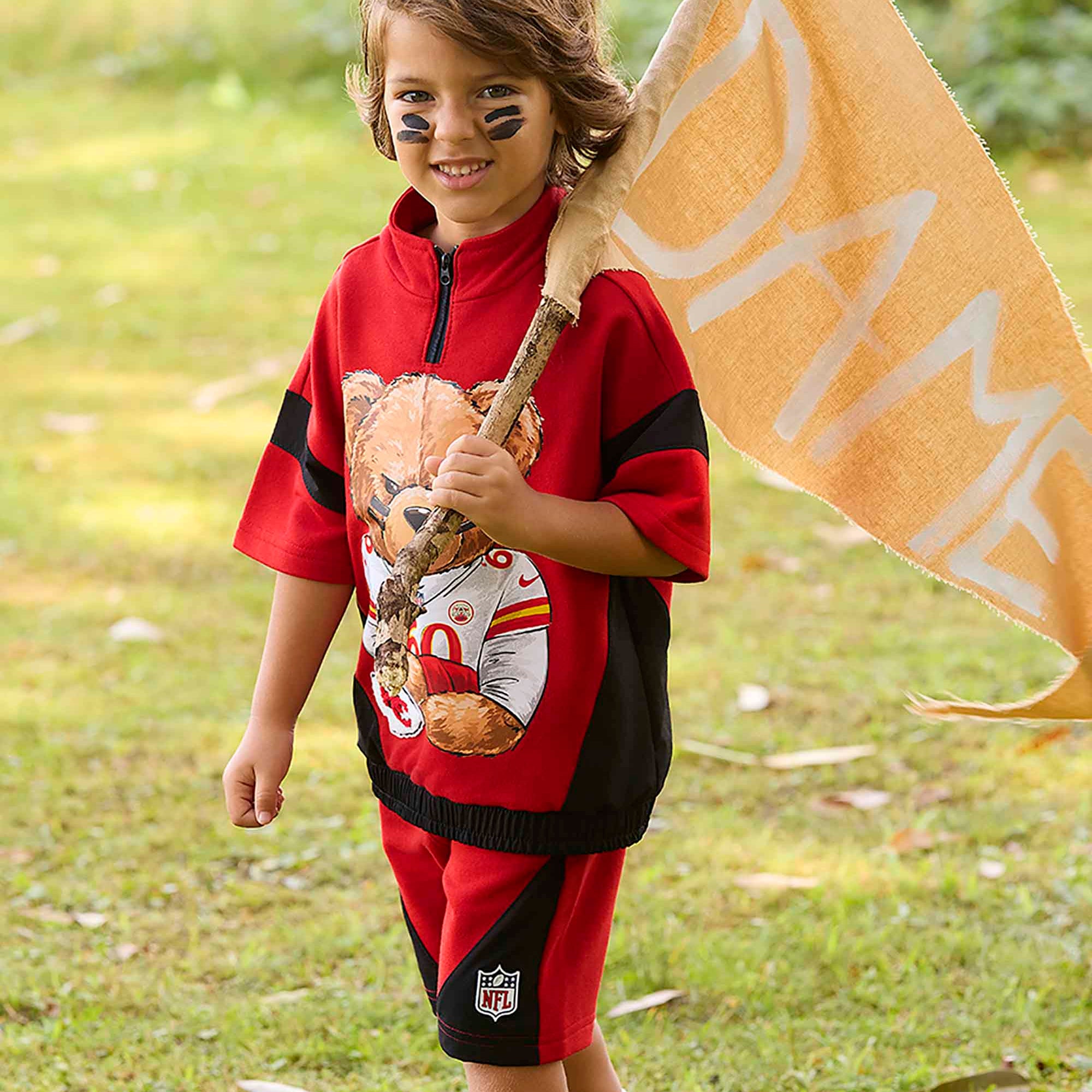 Blusa Manga Curta Infantil Menino NFL Urso Tedy Kansas City Chiefs Vermelha — foto 1