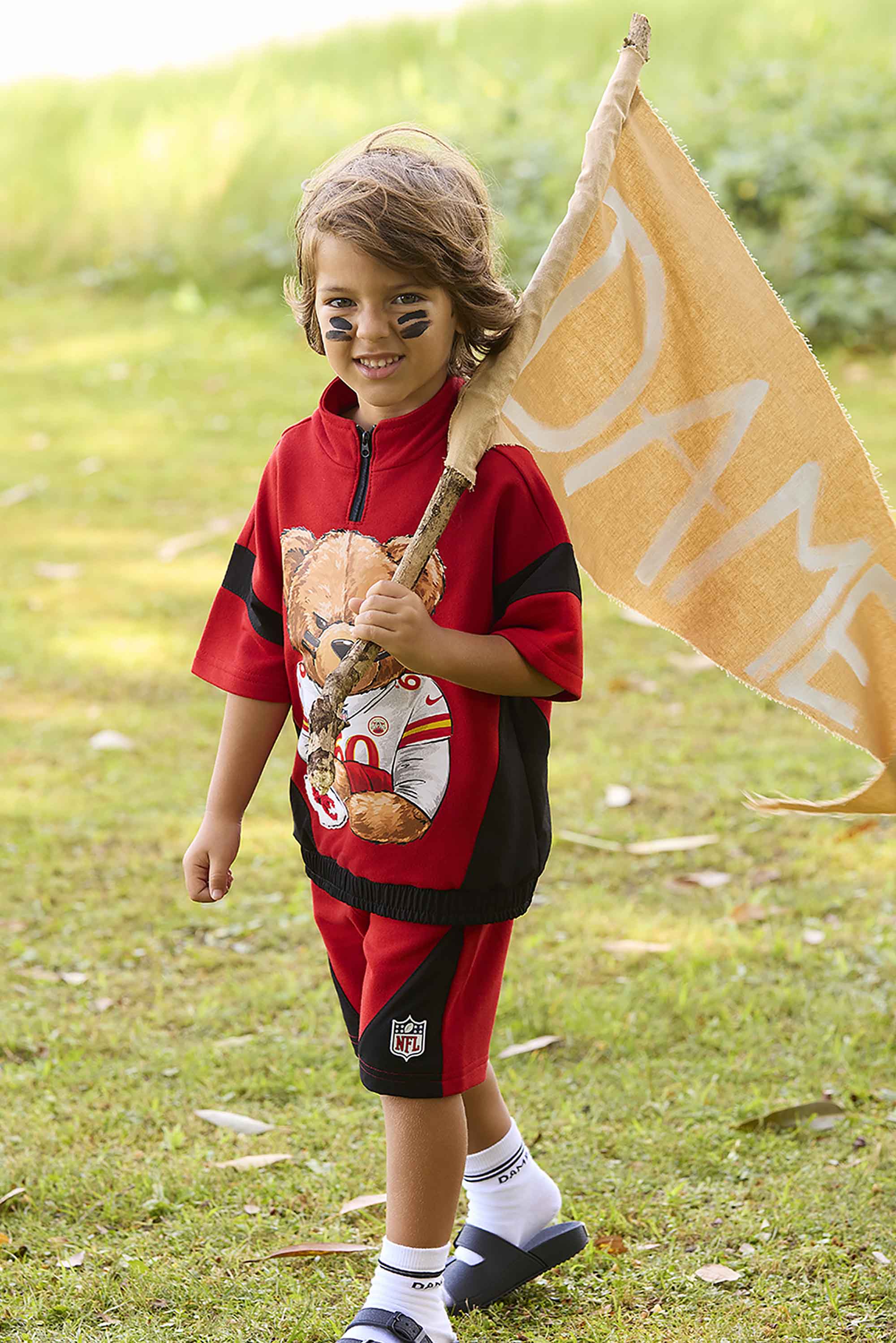 Blusa Manga Curta Infantil Menino NFL Urso Tedy Kansas City Chiefs Vermelha — foto 1