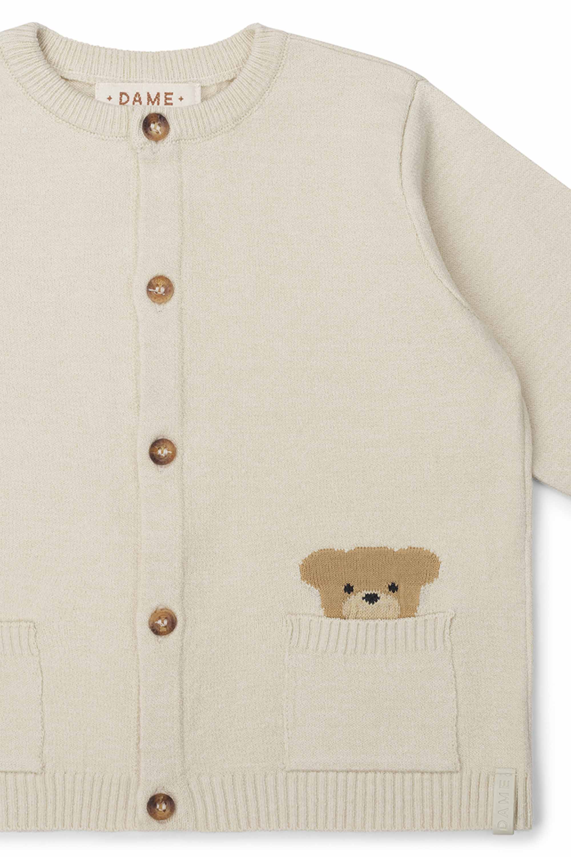 Cardigan Bebê Menino em Tricô Bolso Urso — foto 2