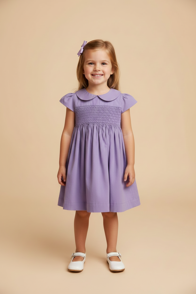 Vestido Infantil Clássico Casinha de Abelha Lilás — foto 1