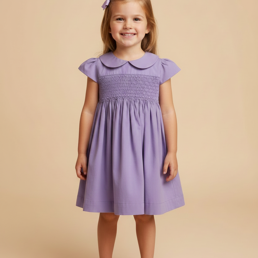 Vestido Infantil Clássico Casinha de Abelha Lilás — foto 1