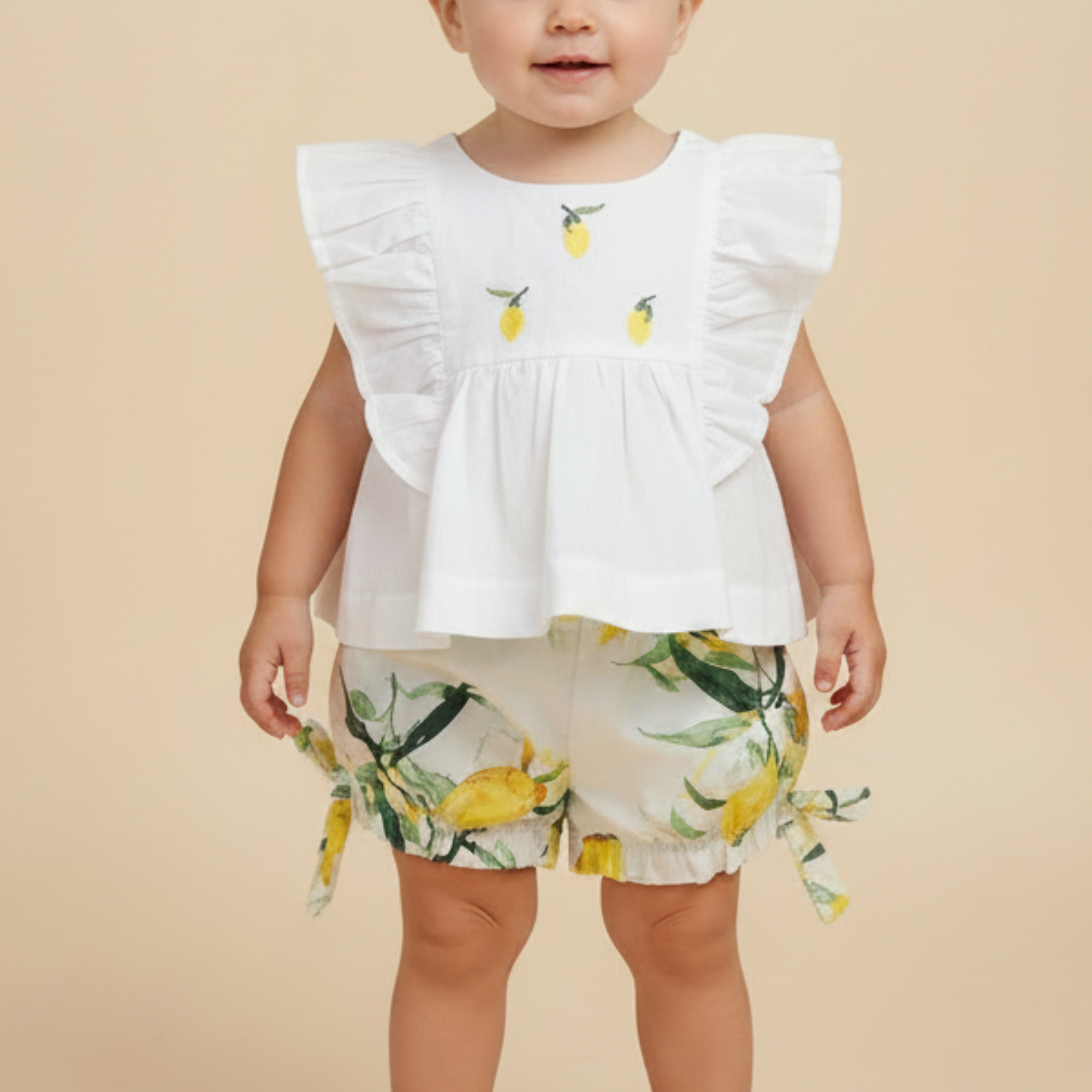 Conjunto Isadora Bata Limões e Shorts Estampado